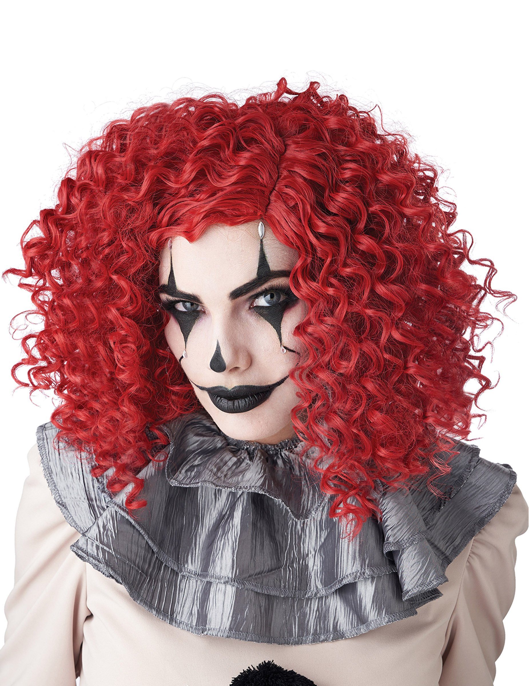 Kostüm Clown-Perücke für Damen für Halloween und Karneval rot