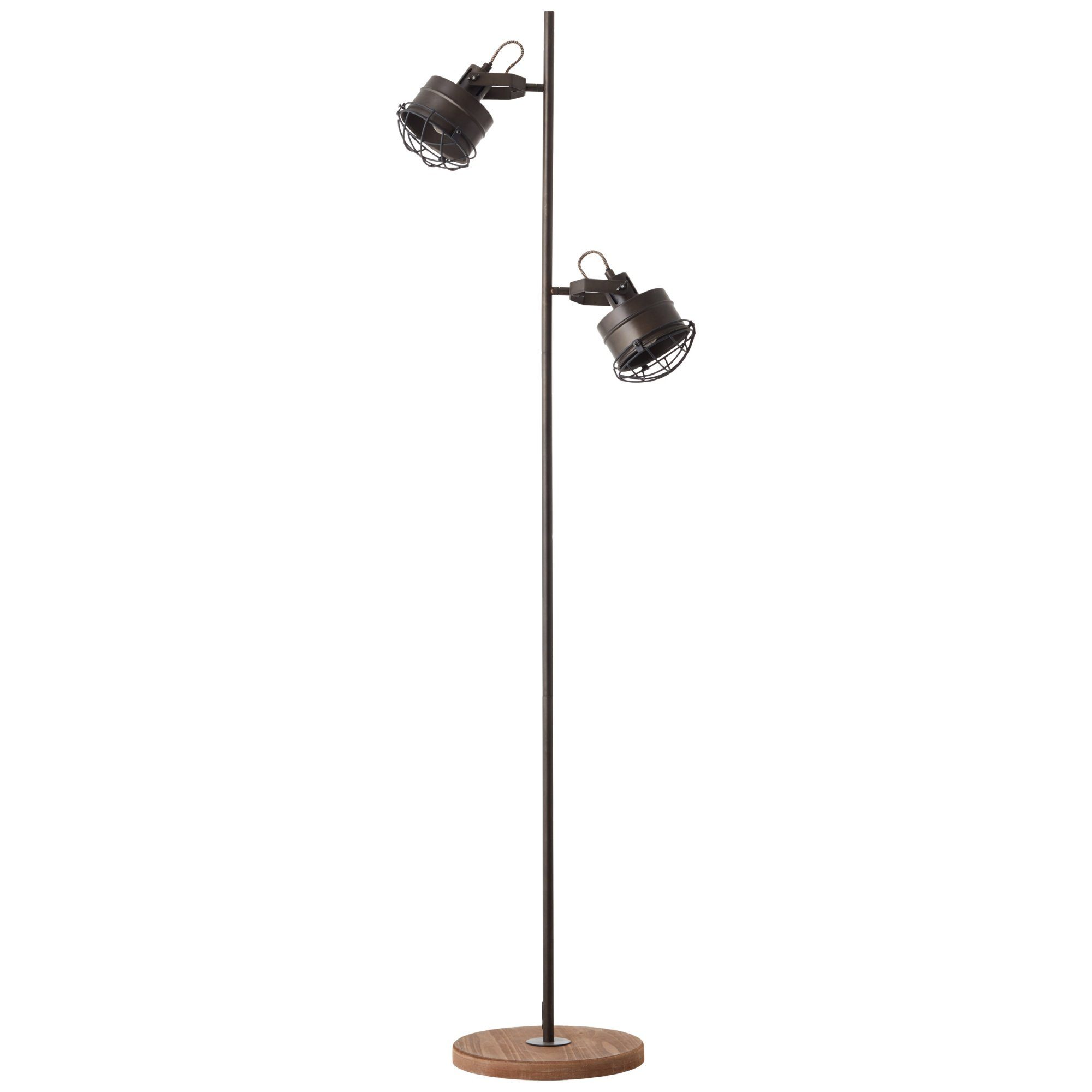 Metall/Holz, 1,5 Lightbox braun/schwarz Stehlampe, Leuchtmittel, ohne Standleuchte, E27, m Höhe, schwenkbar,