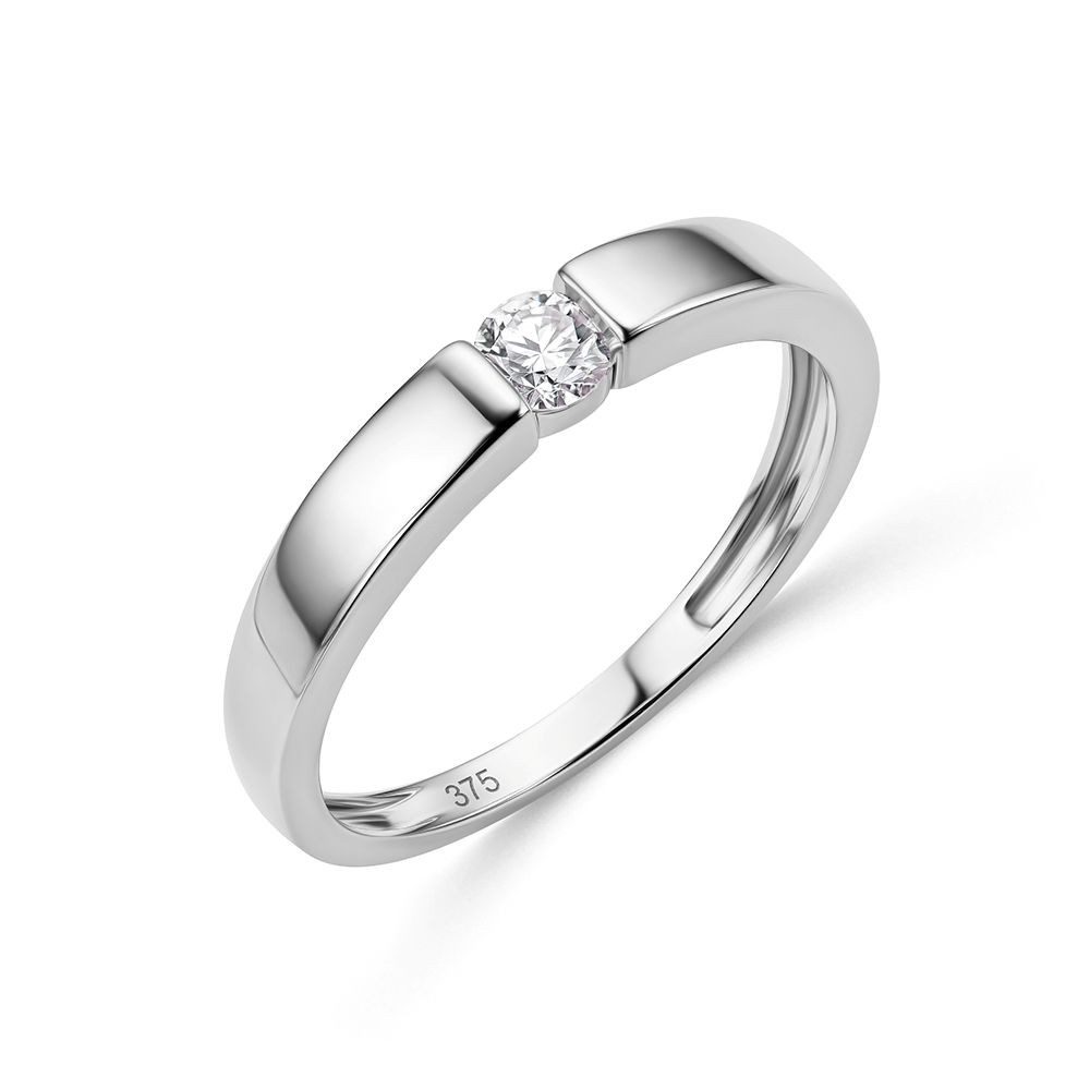 Miore Verlobungsring Damen 9K Weißgold Solitär Diamant in 0,05ct, 0,10ct, 0,15ct, 0,25ct, in Spannfassung - Echtgold