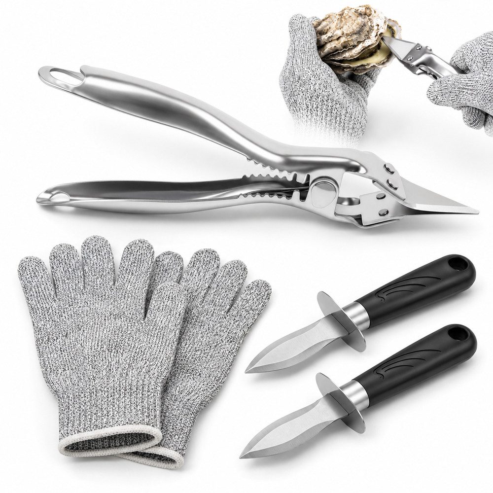 JASLIFE Austernmesser Austernöffner Multifunktional, Nussknacker, Durian-Öffner, Kraftsparend, ergonomisch, leicht zu reinigen, für Austern & Durian
