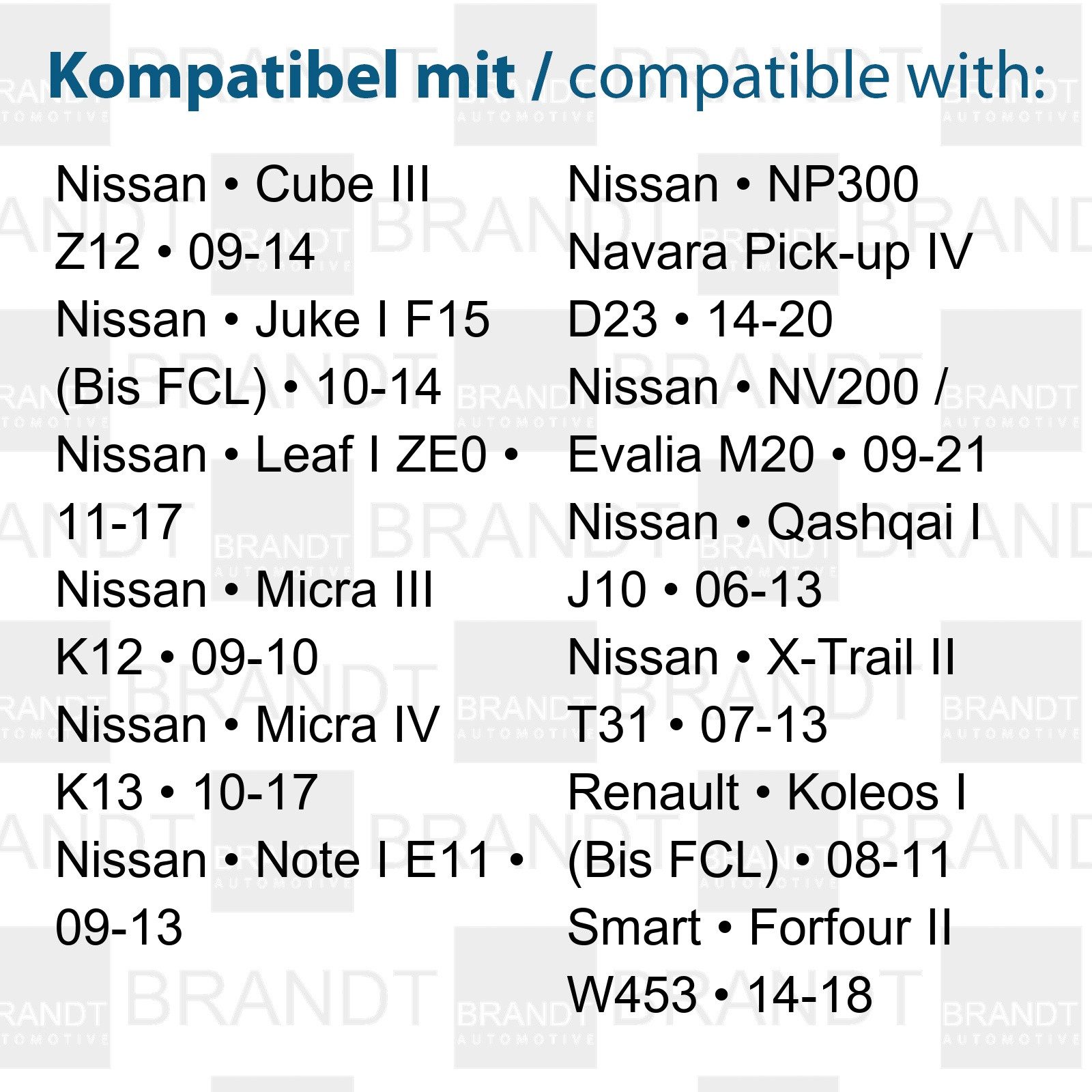 BRANDT AUTOMOTIVE KFZ-Ersatzleuchte Auto Seitenblinker Set LED Kotflügel Blinker + Kabel Schwarz, für Nissan Cube III Z12 (09-14); Juke I F15 (Bis FCL) (10-14); Lea...