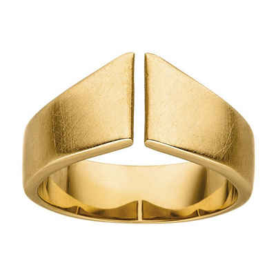 M&M Fingerring Ring Damen silber / gold matt breit Pure Volume (1-tlg), deutsche Qualität, inkl. edles Schmucketui