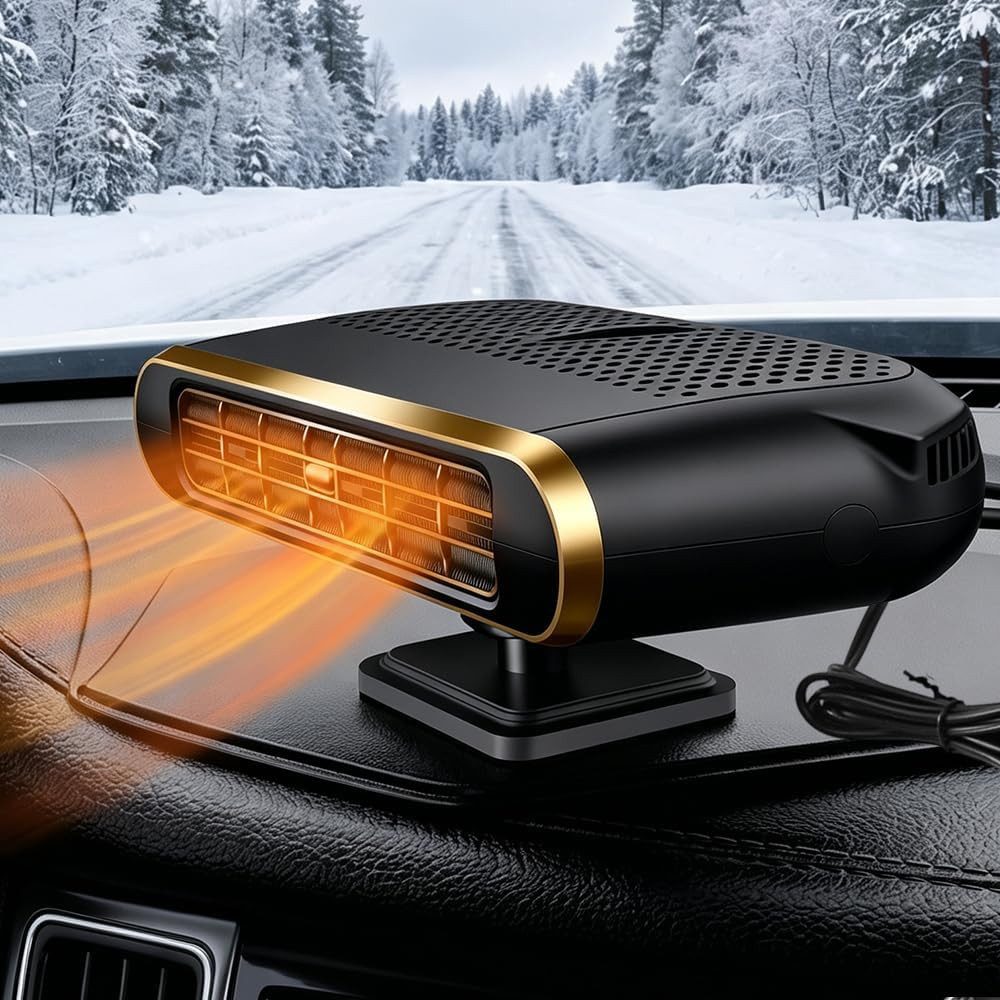 FELIXLEO Heizlüfter Autoheizung 12 V 120 W 2 in 1 Heizlüfter und Defroster 360°