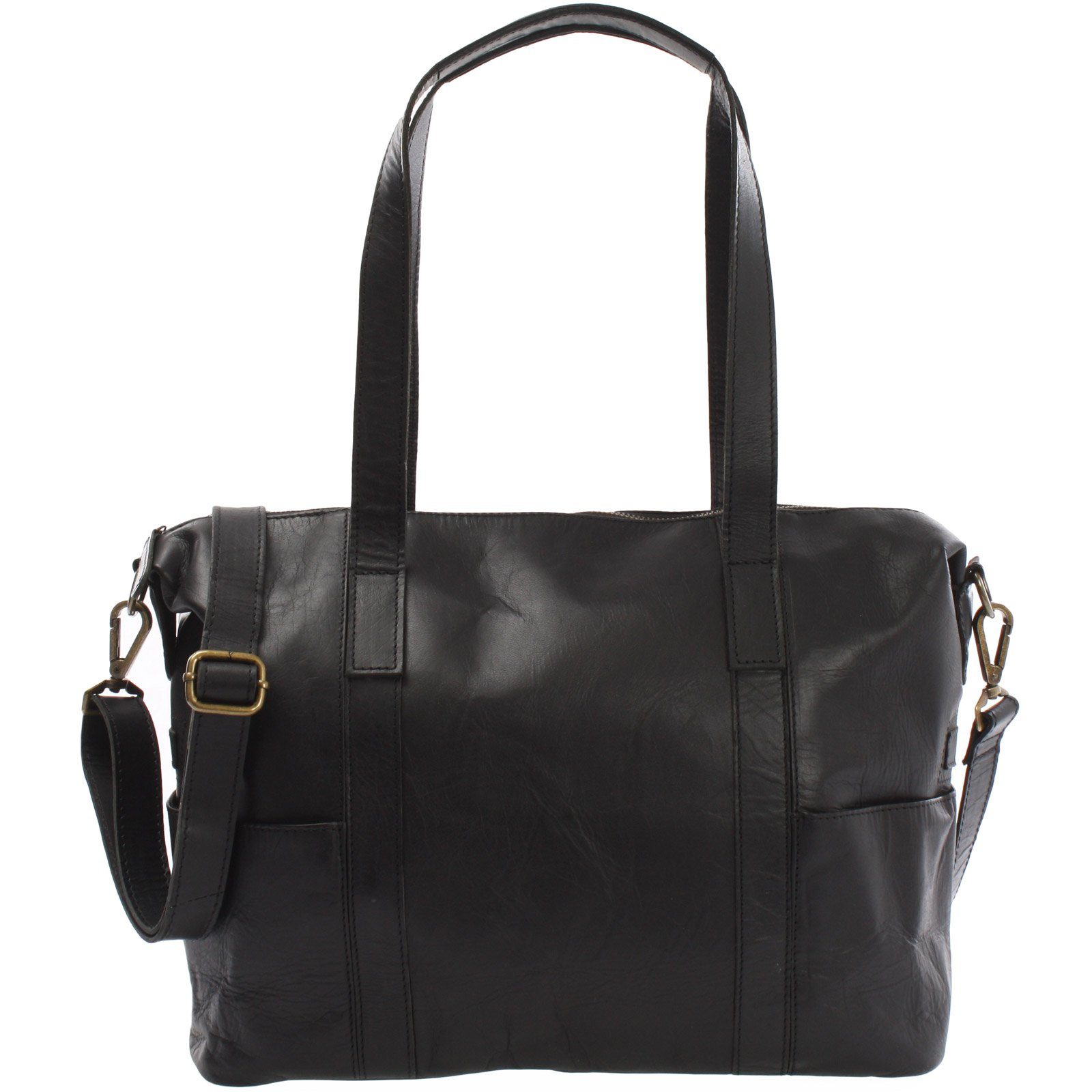 LECONI Schultertasche Shopper große Henkeltasche Damen DIN A4 Handtasche Leder LE0061, geräumig - Henkel & langer Riemen - 37×28×15 cm