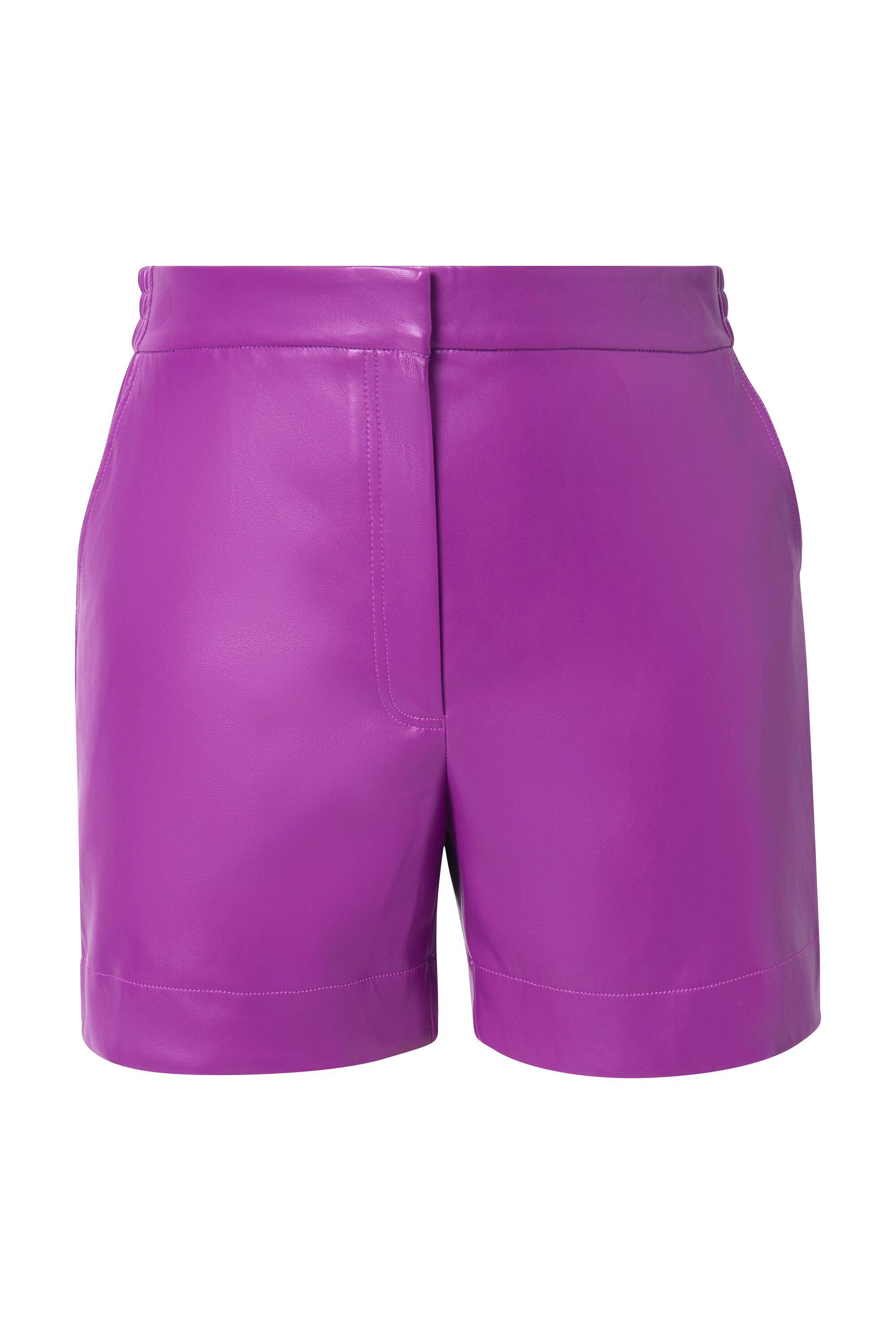 Ulla Popken Jeansshorts Shorts Lederoptik weites Bein Komfortbund
