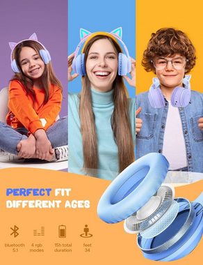 JYPS Reisefreundliches Design Kinder-Kopfhörer (Die individuelle Lichtgestaltung ermöglicht das Ein- oder Ausschalten der LED-Lichter, Mit abnehmbarem Galgenmikrofon und integriertem Mikrofon Anwendungen)