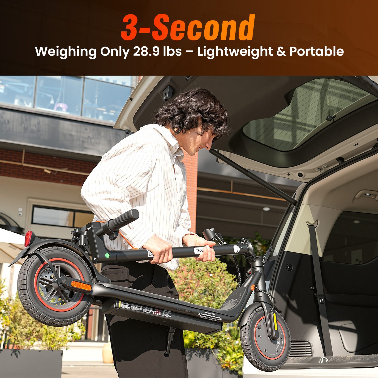 iscooter E-Scooter mit Straßenzulassung 10 Zoll Luftreifen,500W, (1 tlg), Nehmen Sie es mit ins Büro, in die U-Bahn usw – Bild 3 von 5
