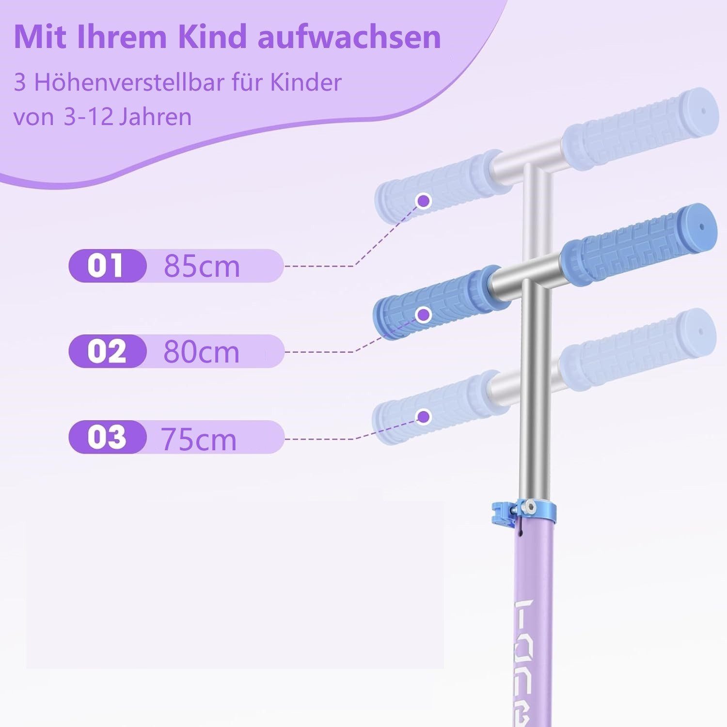 OUNUO Scooter Kinderroller für Kinder von 5 bis 12 Jahren, zusammenklappbar