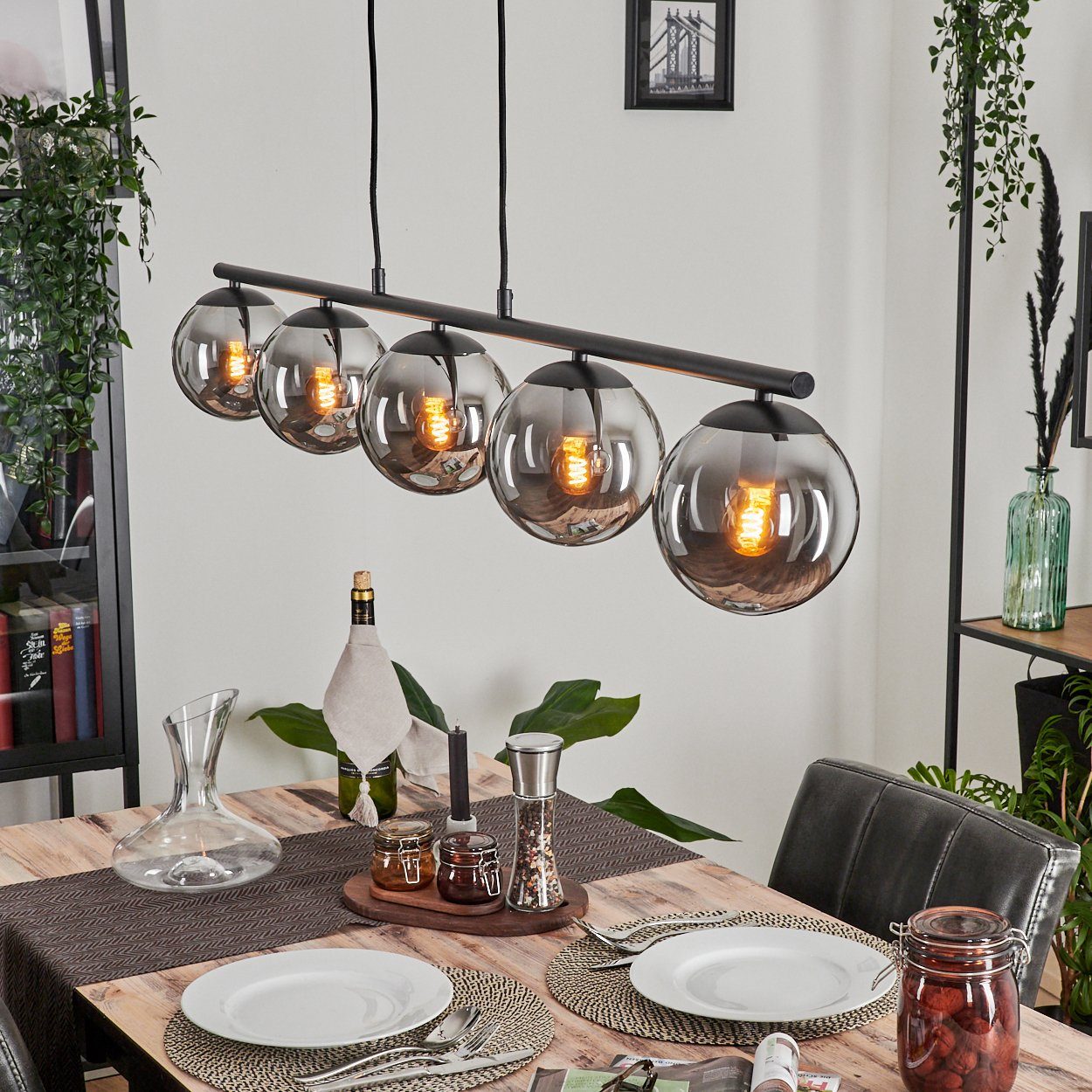 hofstein Pendelleuchte Hängelampe aus Metall/Glas in günstig online kaufen