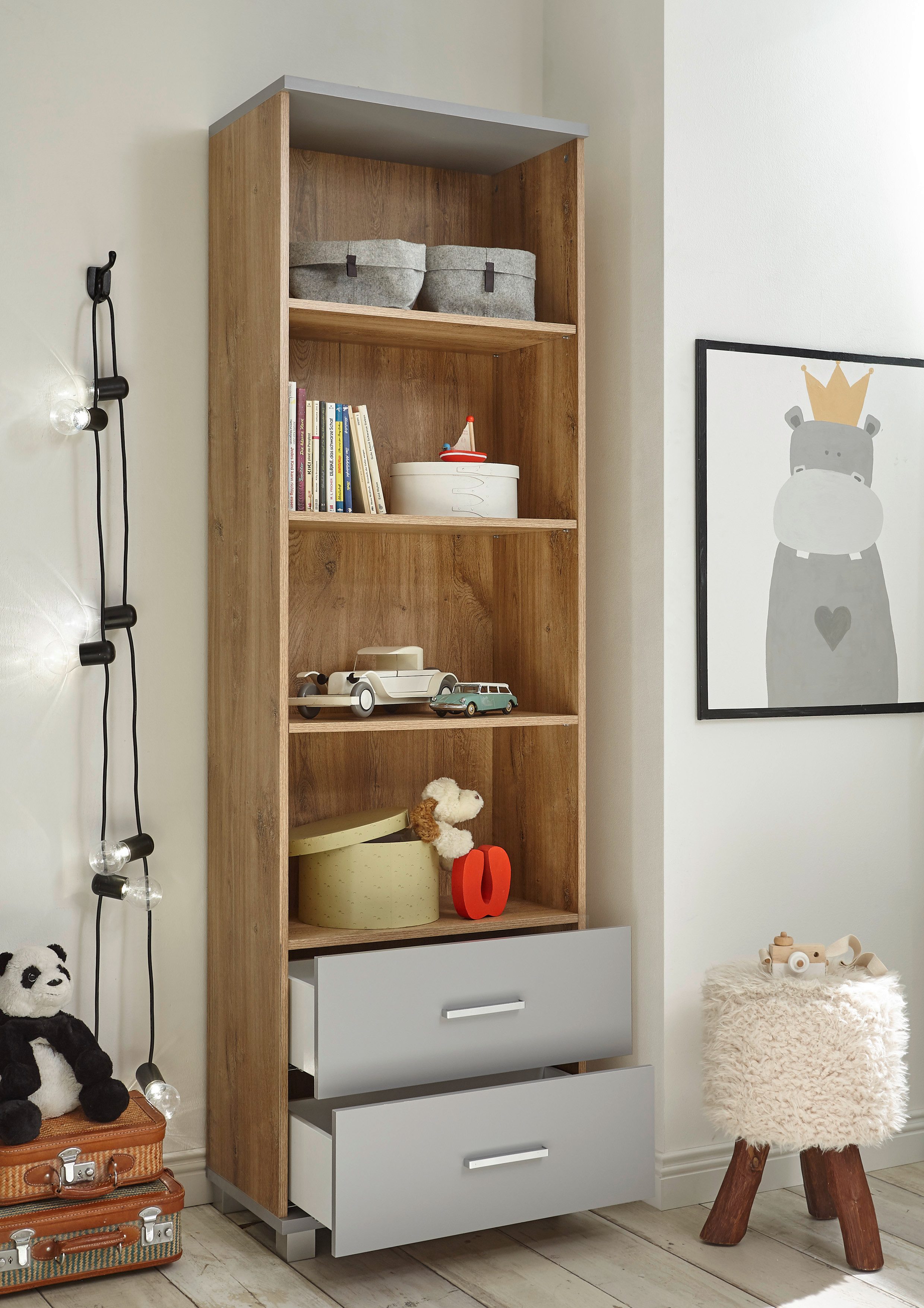 möbel-direkt.de Larissa Baby Room Complete Set (Complete Set, 4-piece: Wardrobe, Bed, Changing Table, Shelf), high-quality and functional