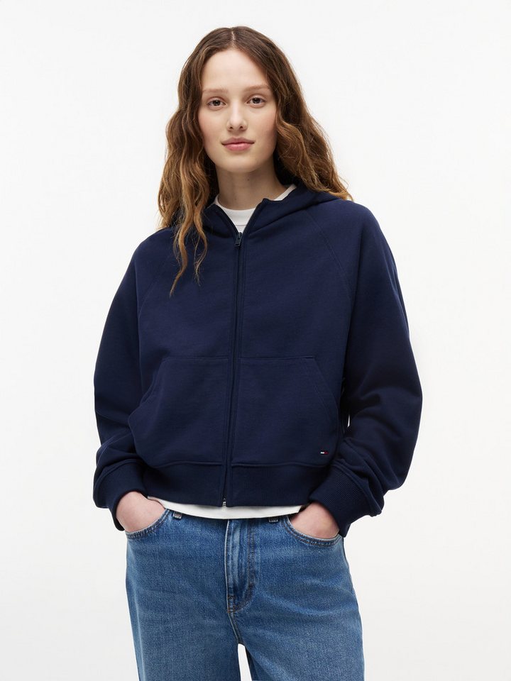 Tommy Jeans Kapuzensweatjacke TJW BXY S FLAG ZIP THRU HOODIE Baumwolle, Kapuze, Kängurutasche