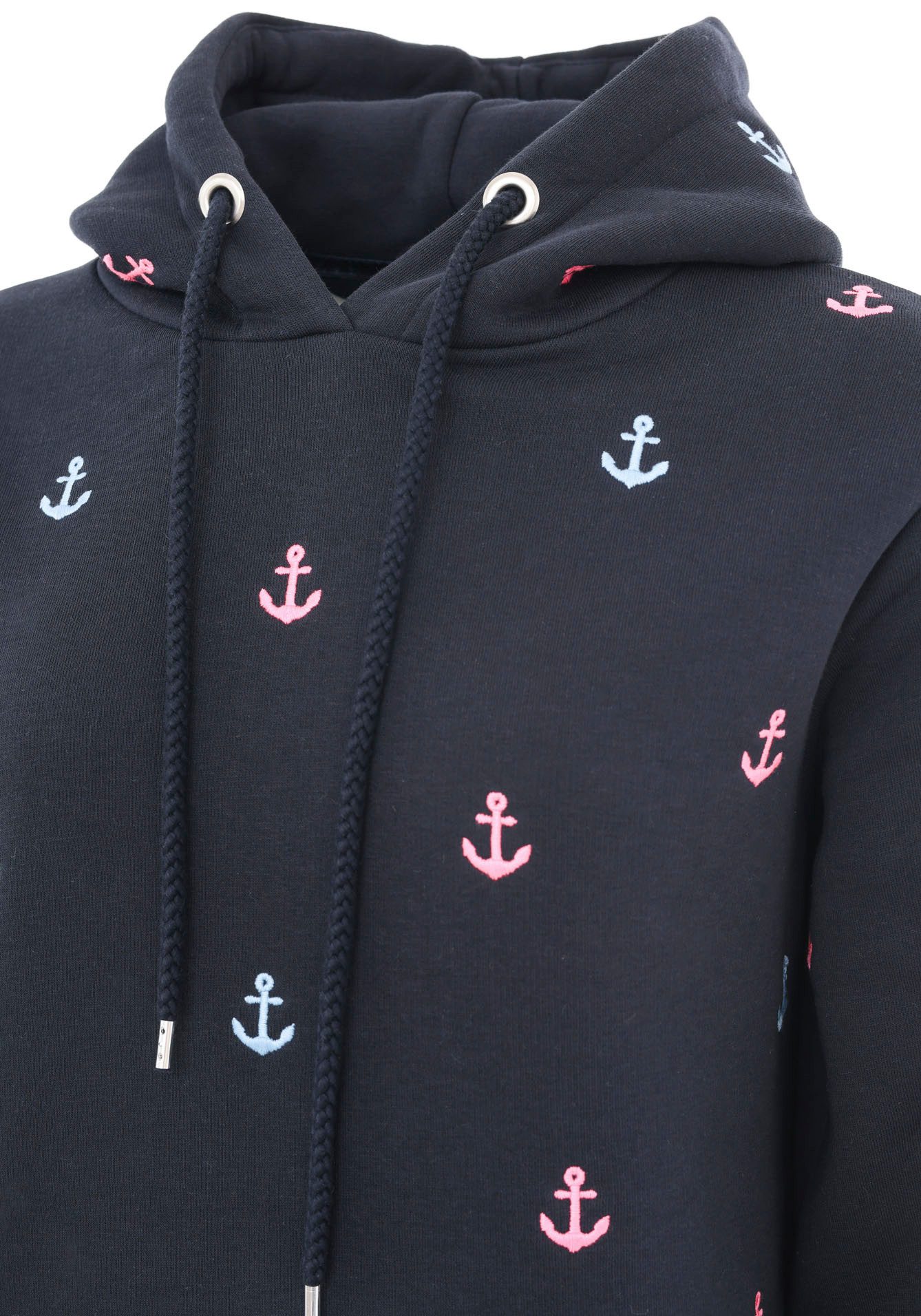 Zwillingsherz Hoodie "Anker" mit gestickten Ankern und Fronttasche – Bild 5 von 5