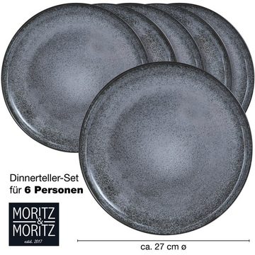 Moritz & Moritz Tafelservice Moritz & Moritz 6tlg Dinner Teller Anthrazit Geschirr Set Digital (6-tlg), 6 Personen, Speiseteller Geschirrset für 6 Personen