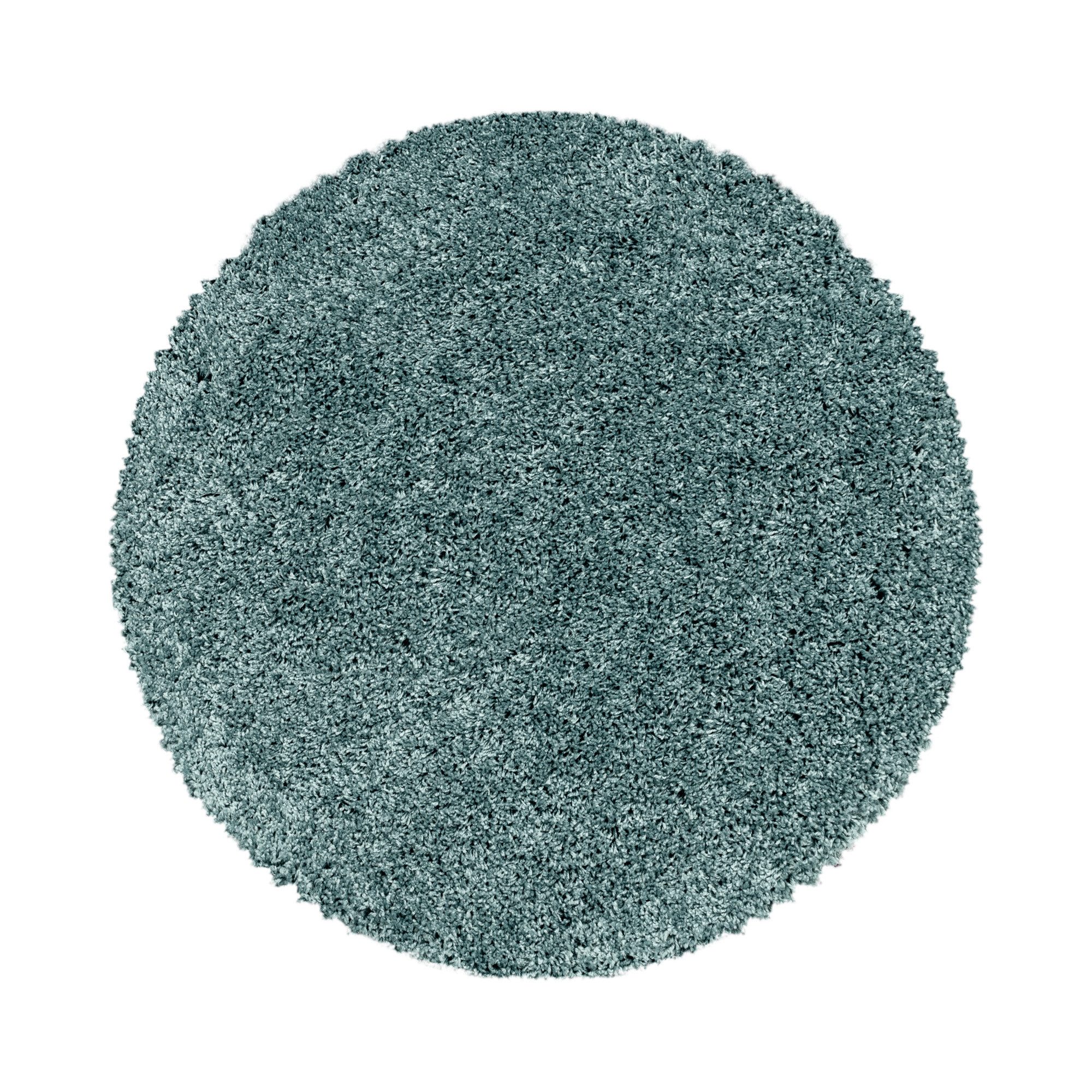 KADIMA DESIGN Teppich SPREE Shaggy Langflor Wohnzimmer Schlafzimmer Waschbar Flauschig, Rund, Höhe: 32 mm, Türkis, 80x80 cm, Wohnzimmerteppich Strapazierfähig Waschbar