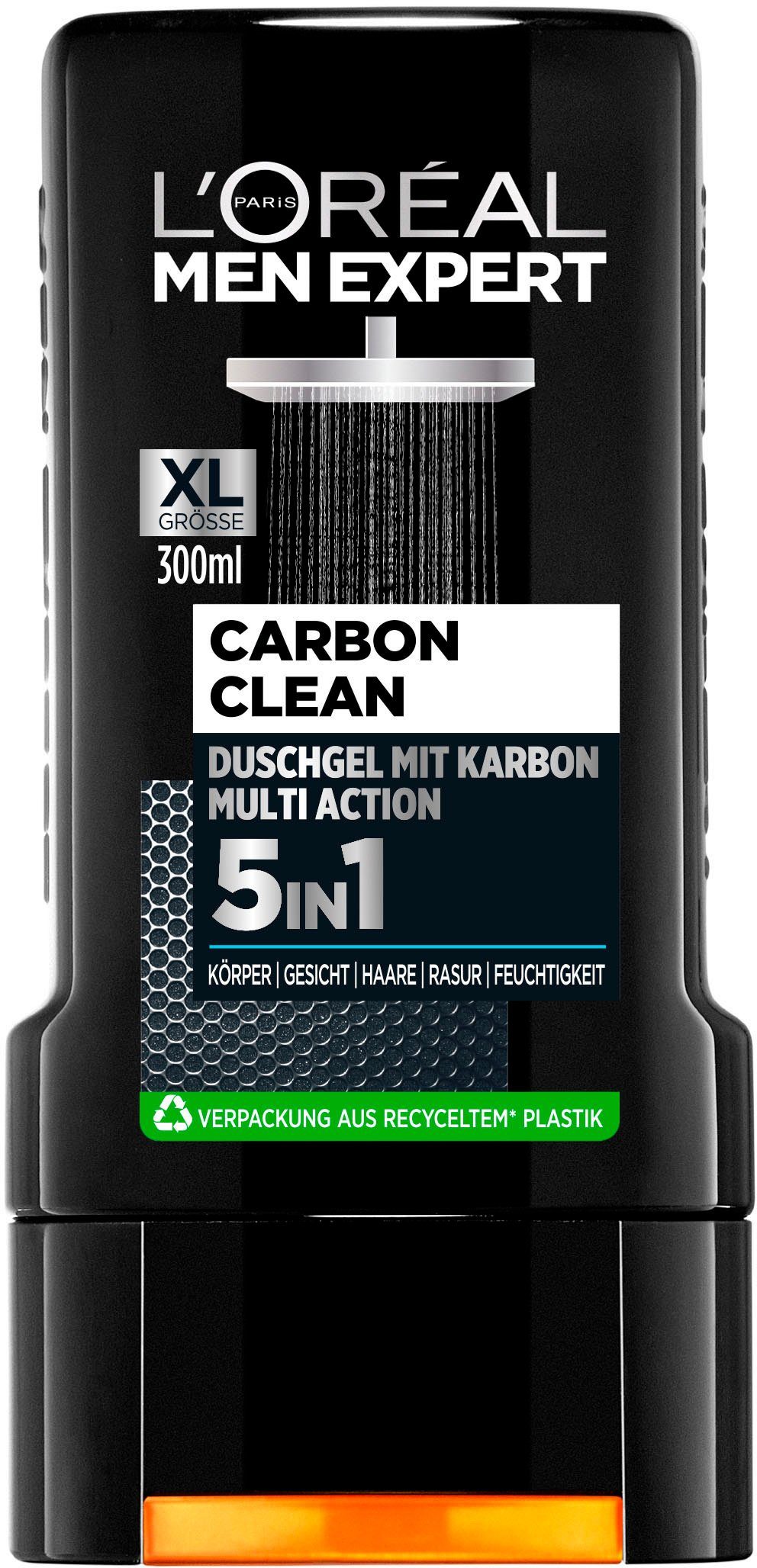 L'ORÉAL PARIS MEN EXPERT reinigt Männerhaut Carbon sensible Clean, Feuchtigkeit spendet Duschgel &