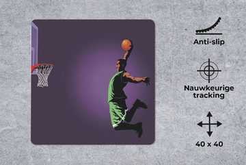 MuchoWow Gaming Mauspad Eine Illustration eines Basketballspielers, der einen spektakulären (1-St), Mousepad mit Rutschfester Unterseite, Gaming, 40x40 cm, XXL, Großes