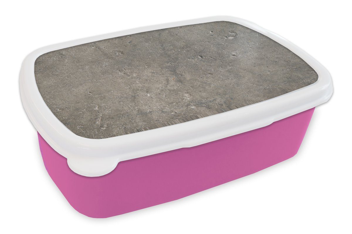 MuchoWow Lunchbox Wand - Beton - Grau, Kunststoff, (2-tlg), Brotbox für Erwachsene, Brotdose Kinder, Snackbox, Mädchen, Kunststoff rosa