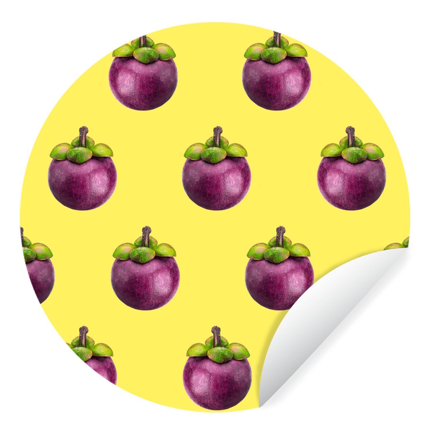 MuchoWow Wandsticker Obst - Muster - Violett (1 St), Tapetenkreis für Kinderzimmer, Tapetenaufkleber, Rund, Wohnzimmer