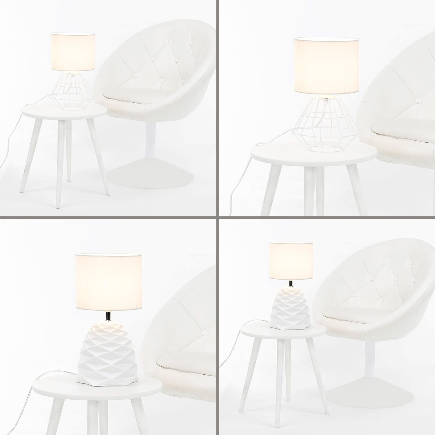 Licht-Erlebnisse Lampenschirm BAHATI, Leuchtenschirm Weiß Stoff blendarm E27 Ø20cm Zylinder