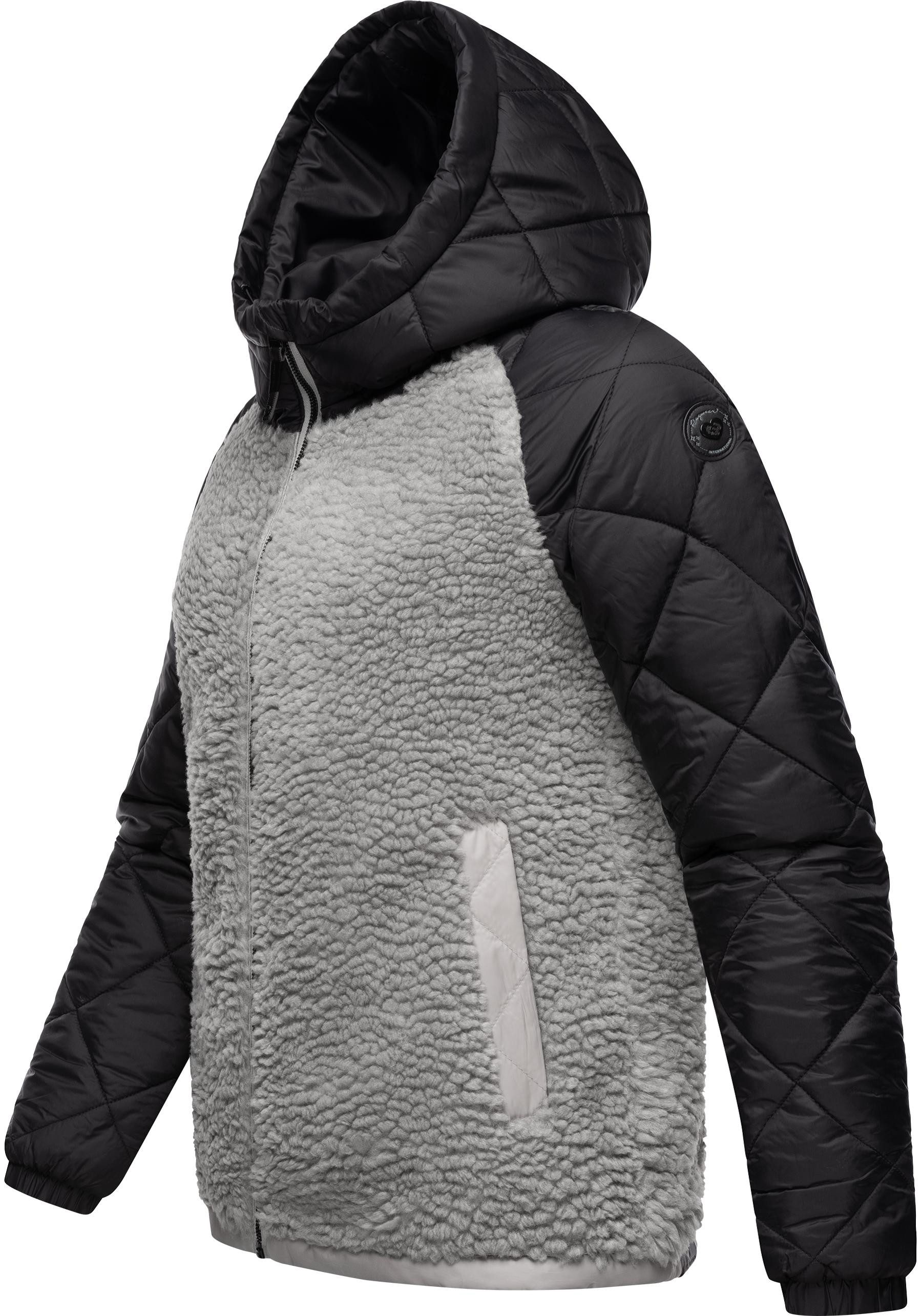 Ragwear Outdoorjacke Leeloo Damen Übergangsjacke aus Teddyfleece mit gesteppten Ärmeln