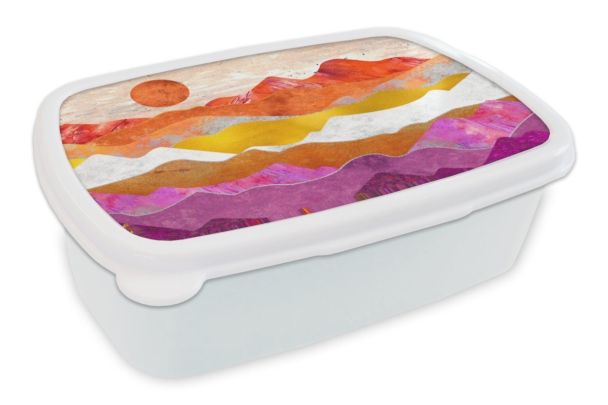 MuchoWow Lunchbox Lesbisch - Stolz - Marmor, Kunststoff, (2-tlg), Brotbox für Kinder und Erwachsene, Brotdose, für Jungs und Mädchen weiß