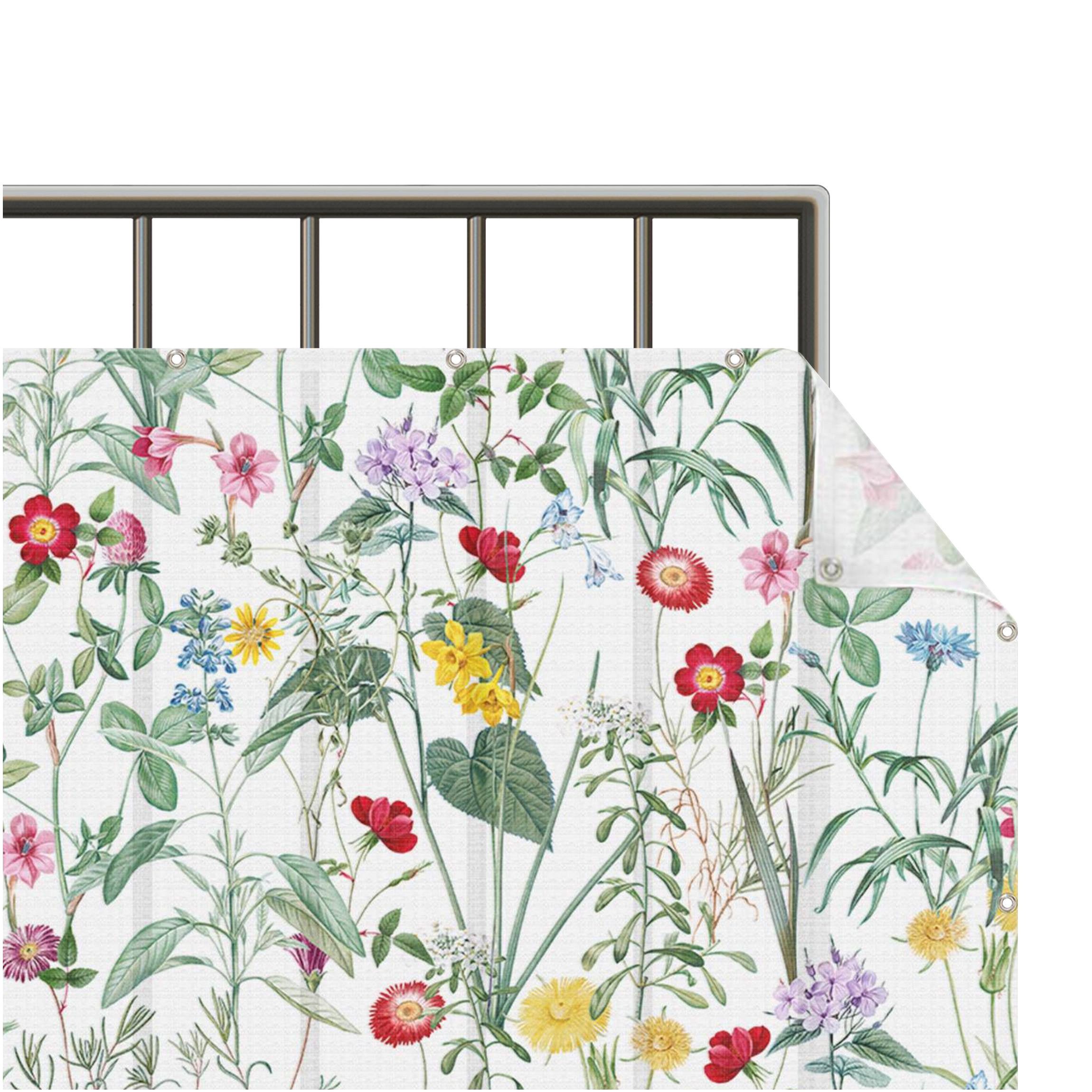 Bilderdepot24 Balkonsichtschutz Sichtschutz Balkon Modern Kunstdruck Wildblumen Weiß Balkonbespannung (1m bis 10m fein gelochter Sichtschutz aus Mesh für Geländern & Zäunen, Fertig geöst, inkl. Kabelbindern zur Anbringung) Sichtschutz Terrasse Balkontuch Balkonverkleidung Windschutz Terrasse