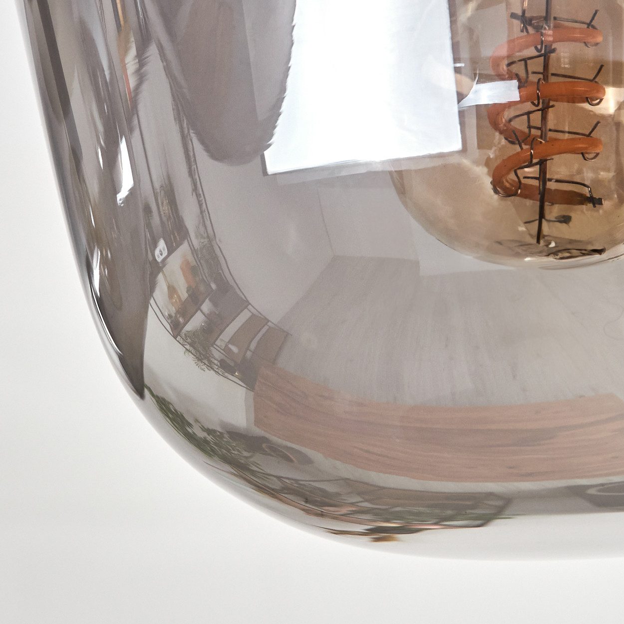 hofstein Deckenleuchte Deckenlampe aus Metall/Glas in Schwarz/Rauchfarben, ohne Leuchtmittel, mit Glasschirmen (19,5 cm; 22 cm; 14 cm), 3 x E14, ohne Leuchtmittel
