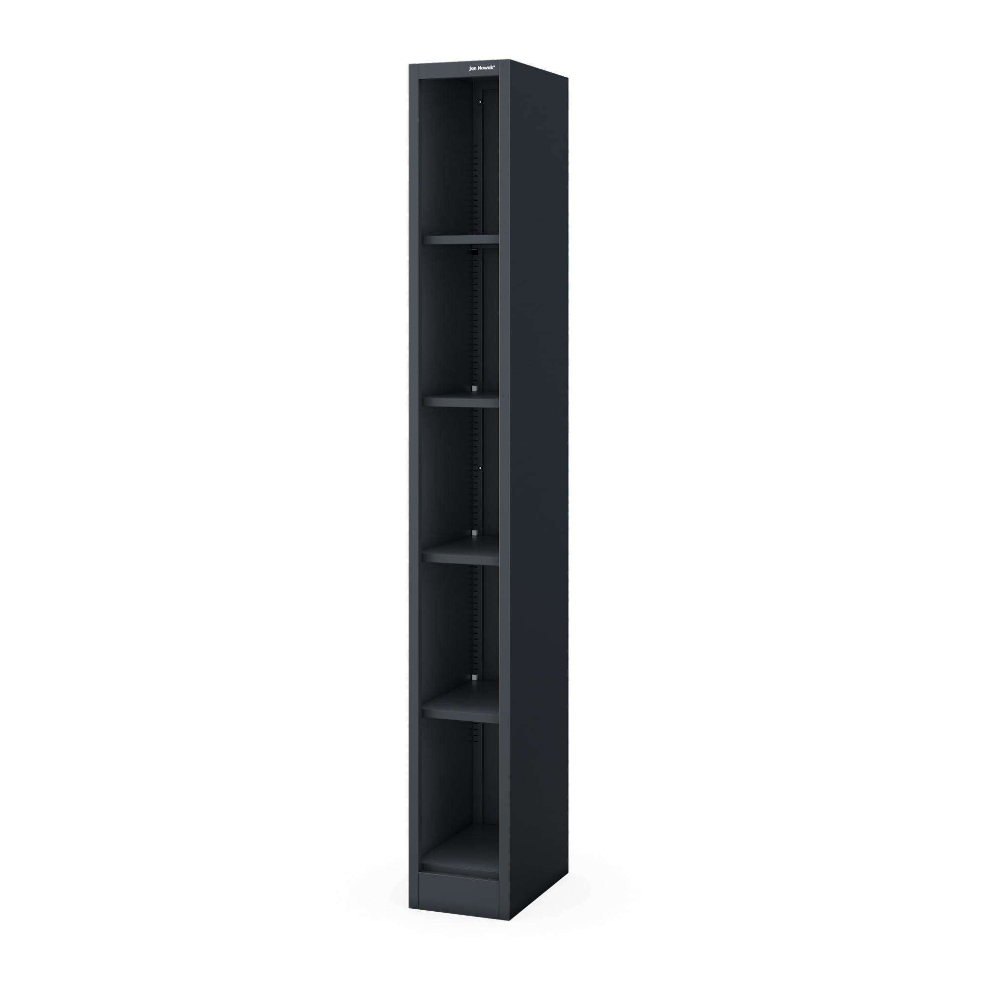 Jan Nowak Aktenschrank Metallregal schmal TIM 25 cm 195 cm hoch Ordner Akten (Dokumentenregal Büroregal Archiv Nische Flur Garage platzsparend, 1-St., 0,6 mm 195 x 25 x 40 cm 25 kg je Boden verstellbar 4 Farben) geschlossene Rückwand robust pulverbeschichtet langlebig