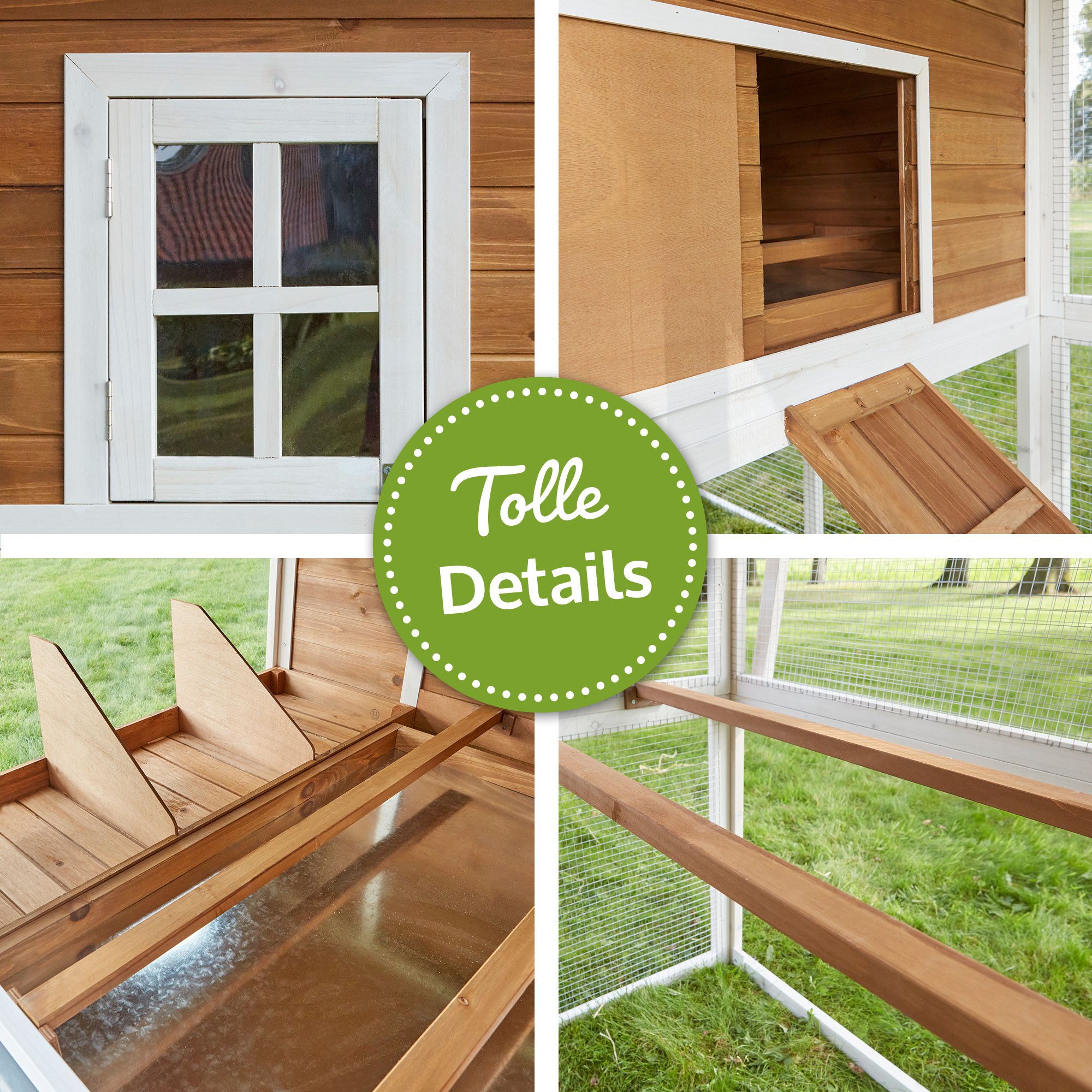 Zooprinz Hühnerstall Alpenhof mit Nistkasten und Freilauf, 211x145x105 cm (BxHxT), wetterfestes Kiefernholz