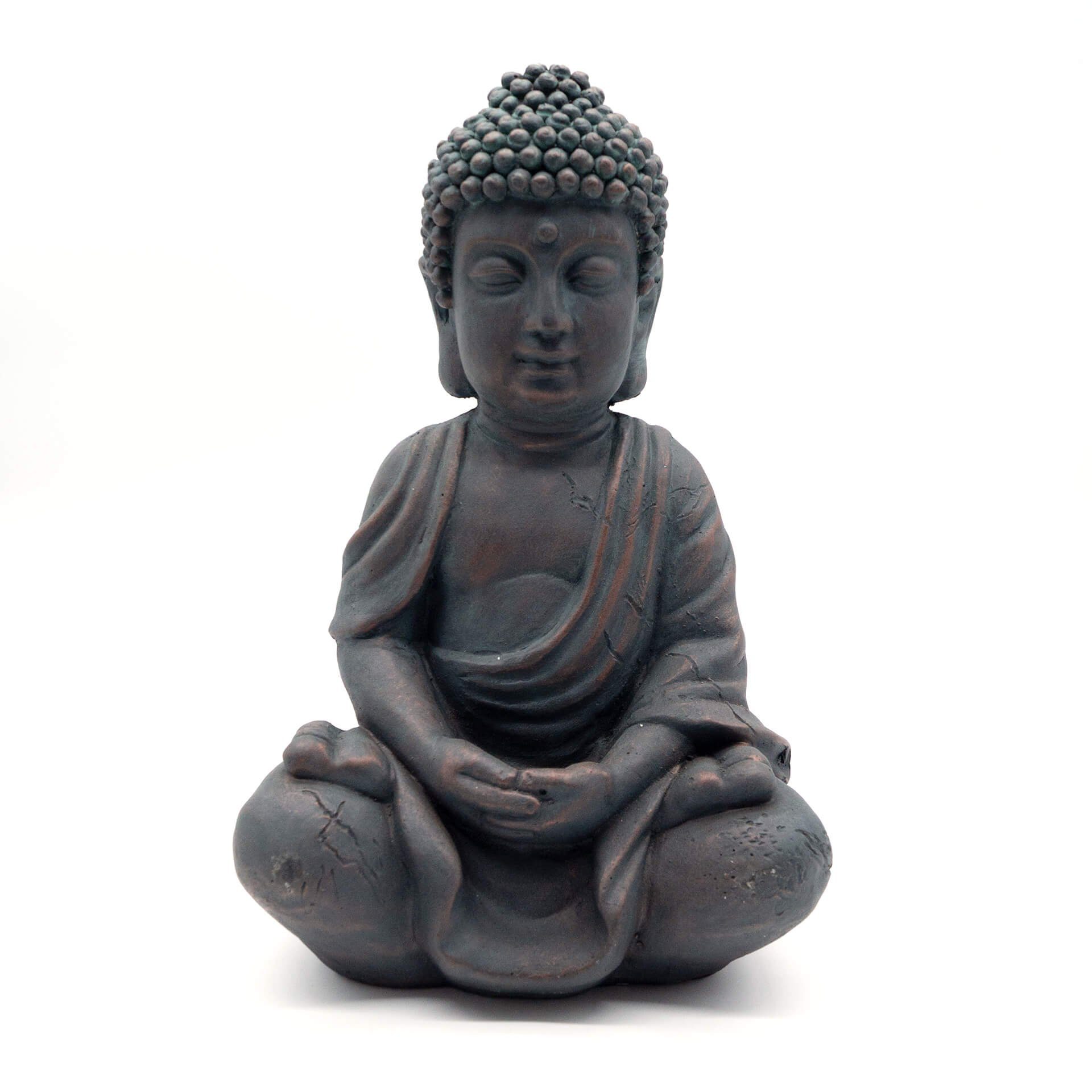 K&L Wall Art Buddhafigur Buddha Figur Feng Shui Wohnzimmer Deko Balkon Zen Gartendeko Statue (Figurine, 1), wetterfeste Kunststein Skulptur Bronze-Schwarz