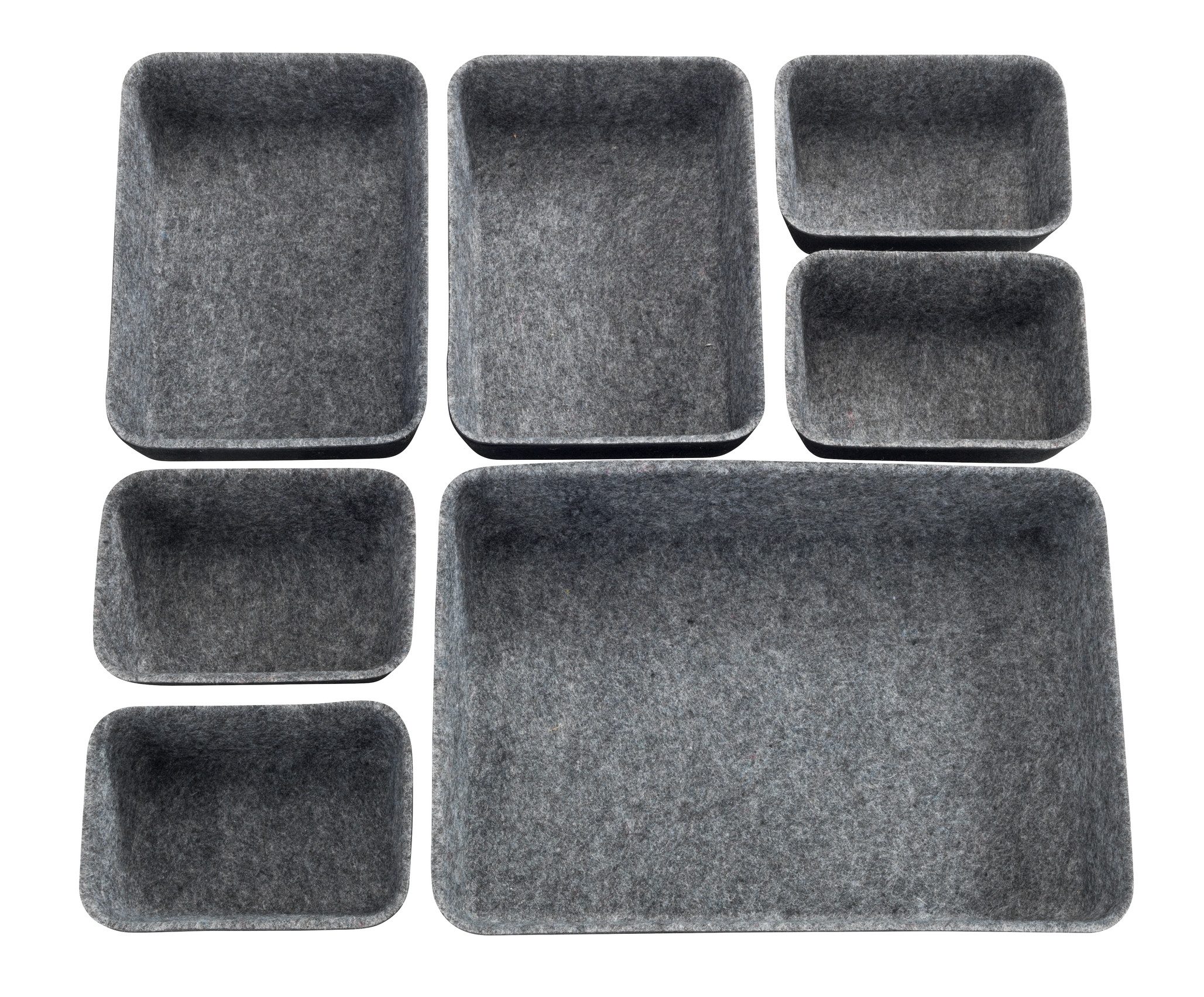 WENKO Organizer (Set, 7 St), Aufbewahrungsboxen für Schubladen, 3 Größen, recycelter Polyesterfilz
