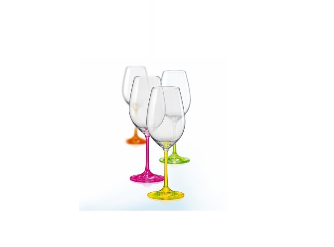 Crystalex Weinglas Neon 350 ml 4er Set, Kristallglas, Kristallglas, vier verschiedene Neon Farben