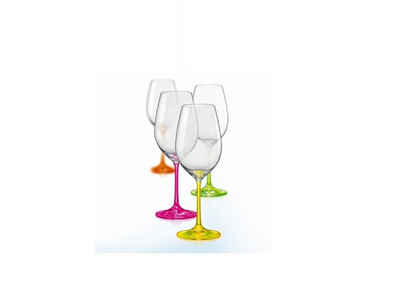 Crystalex Weinglas Neon 350 ml 4er Set, Kristallglas, vier verschiedene Neon Farben