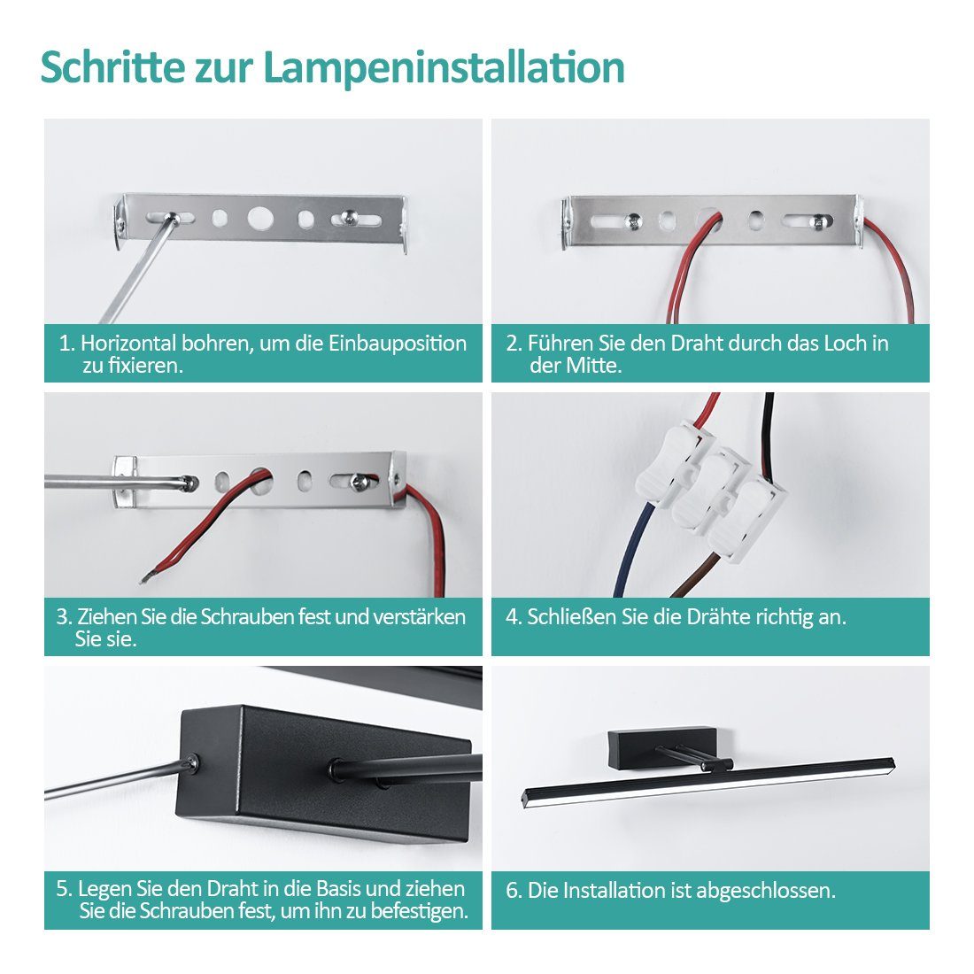 EMKE LED Spiegelleuchte drehbare EMKE Schrankleuchte Spiegelleuchte, Spiegelleuchte Badezimmerspiegelleuchte, 200° LED LED Schwarz 40cm