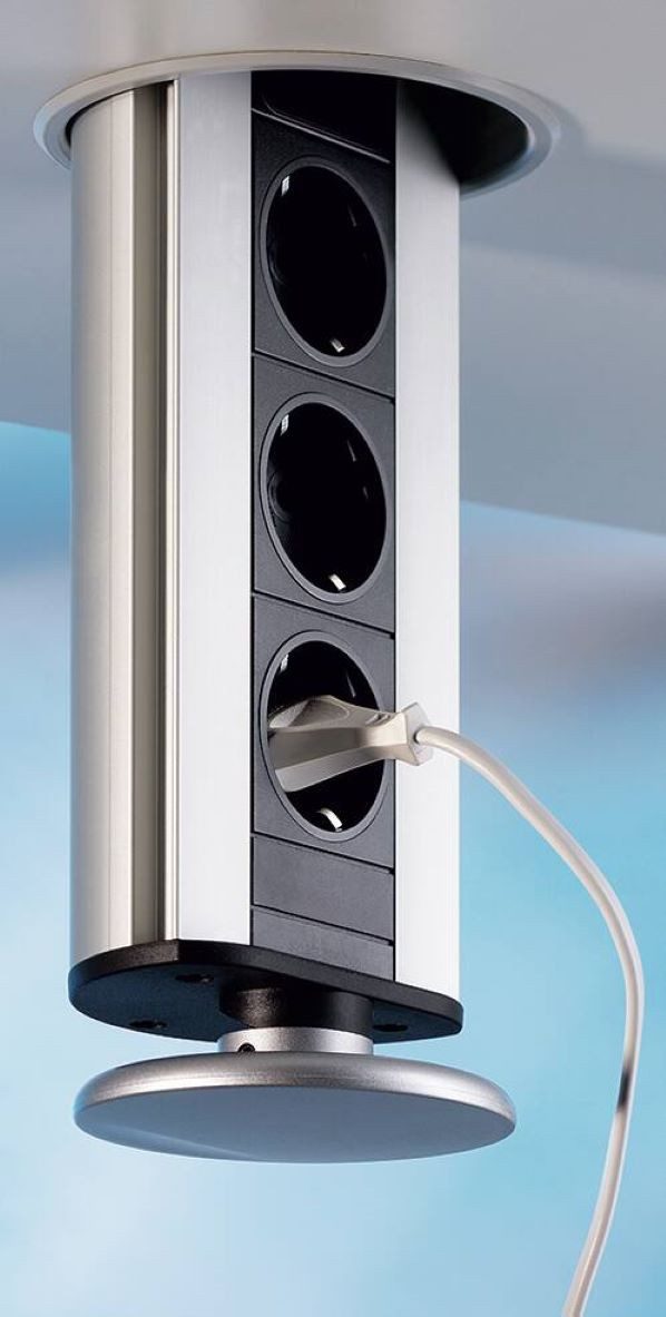 Thumbnail - Evoline Steckdose Port 1 mit Schukosteckdose, Deckel silberfarbig 8031130
