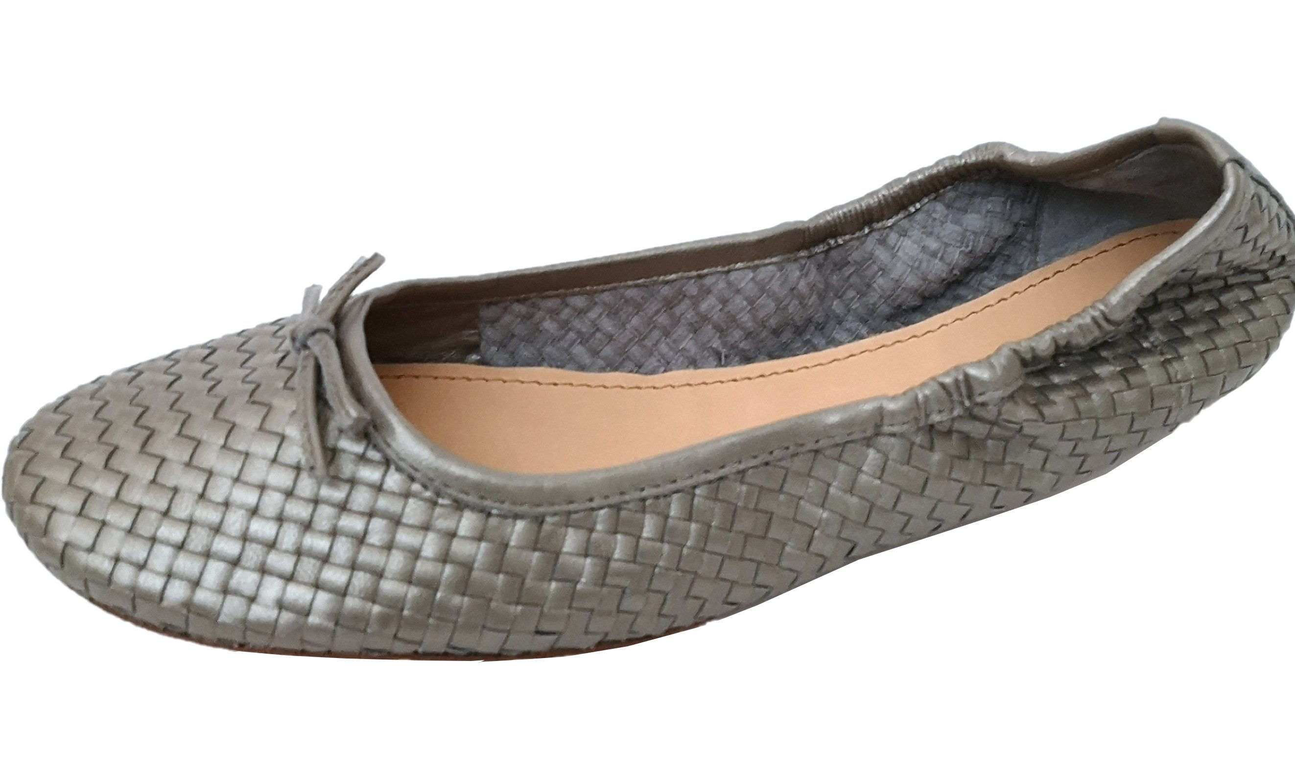 Allan K Allan K CAPRI Flecht-Leder-Schuhe Geschlossene Ballerinas Шльопанці