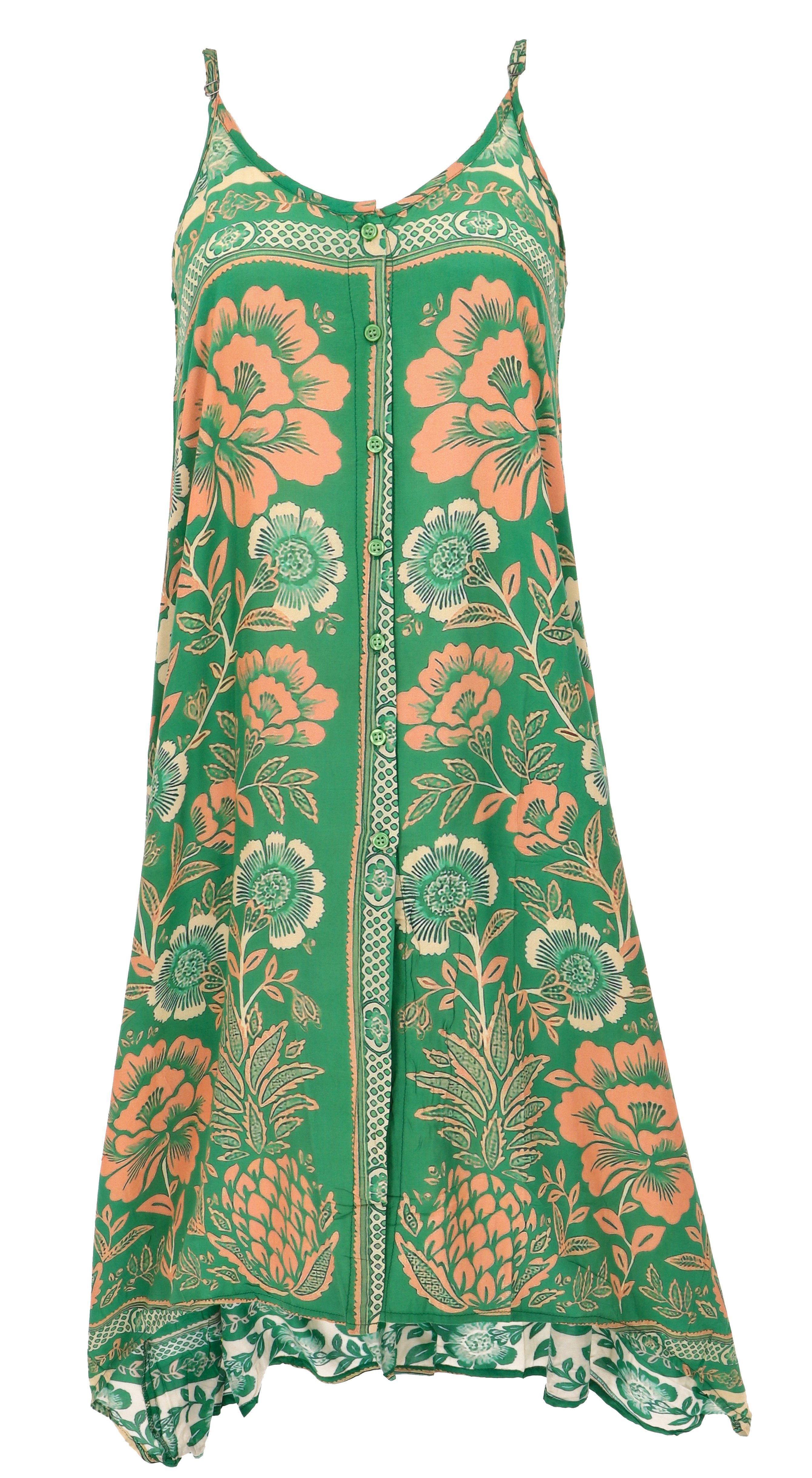 Guru-Shop Midikleid Luftiges Sommerkleid, Strandkleid - grün alternative Bekleidung
