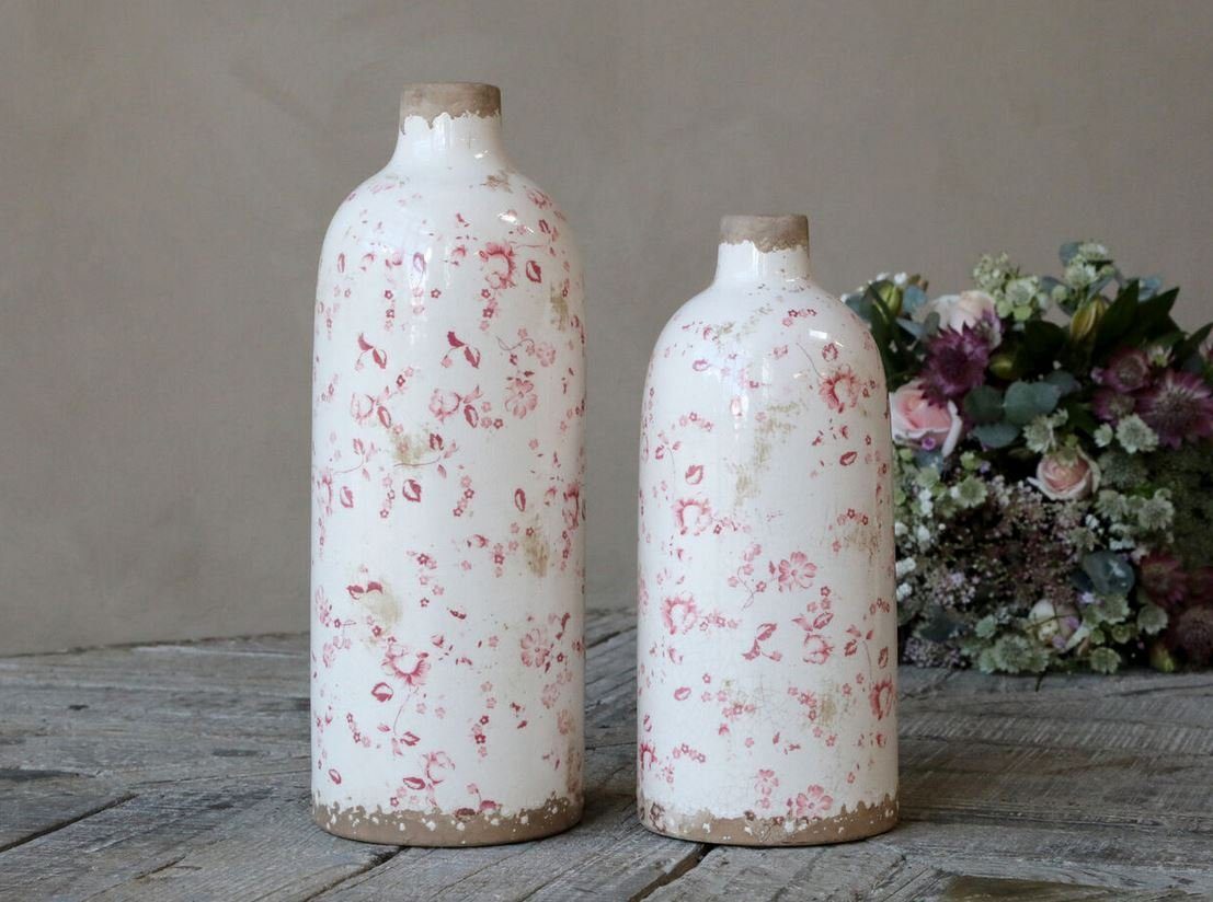Chic Antique Dekovase Wunderschöne Vase rosa Cannes Flaschen St) H31,5 creme geblümt cm antik (1
