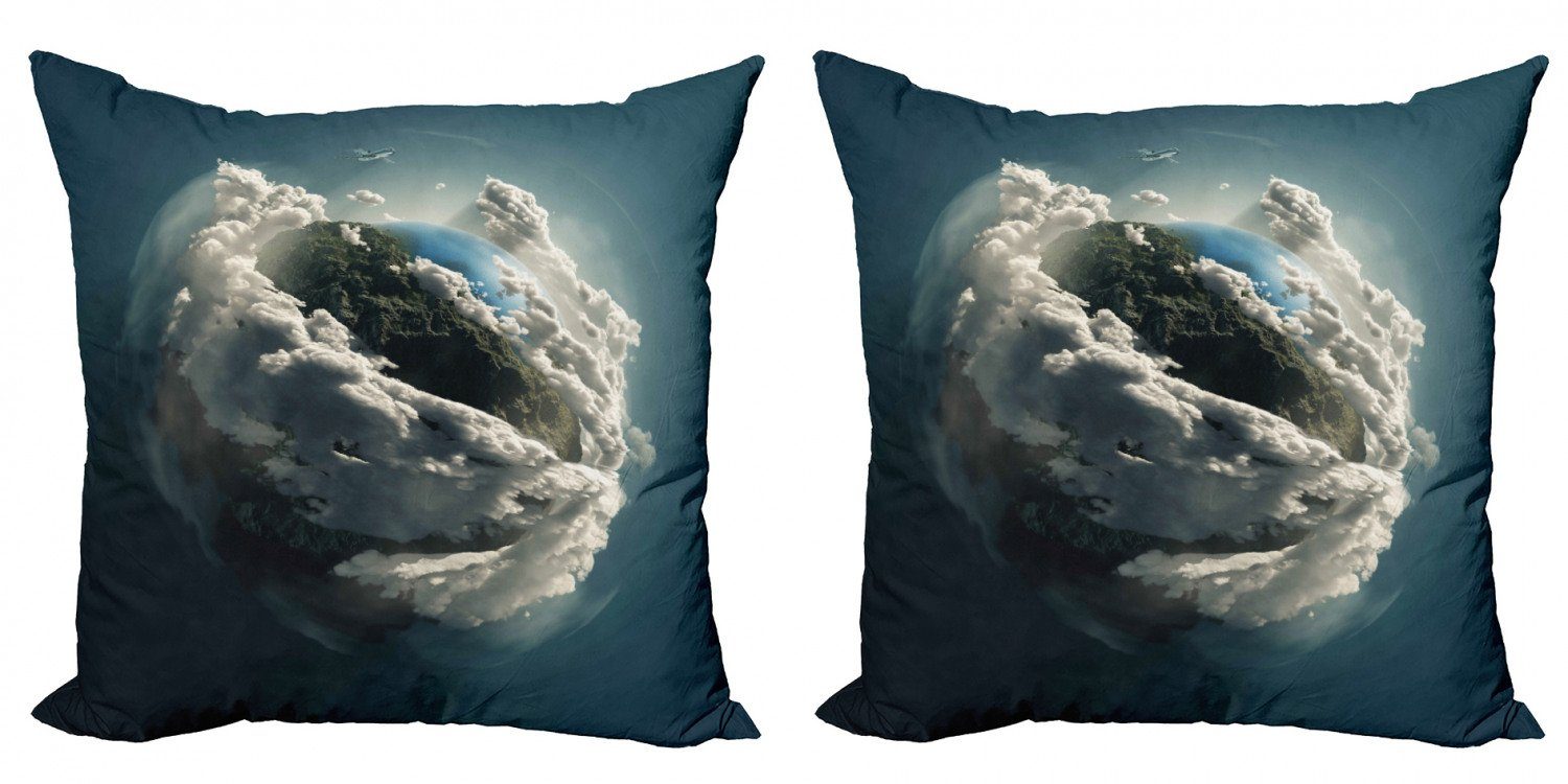 Kissenbezüge Modern Accent Doppelseitiger Digitaldruck, Abakuhaus (2 Stück), Erde Planet Majestic Wolken