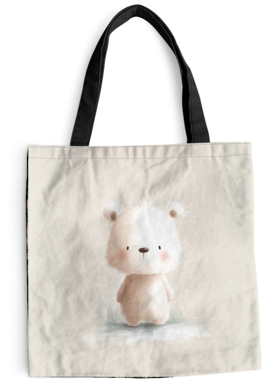 MuchoWow Shopper Bär - Schneeflocke - Weiß - Flauschig, Handtasche, Damen und Herren, Schultertasche, Umhängetasche, Tote Bag