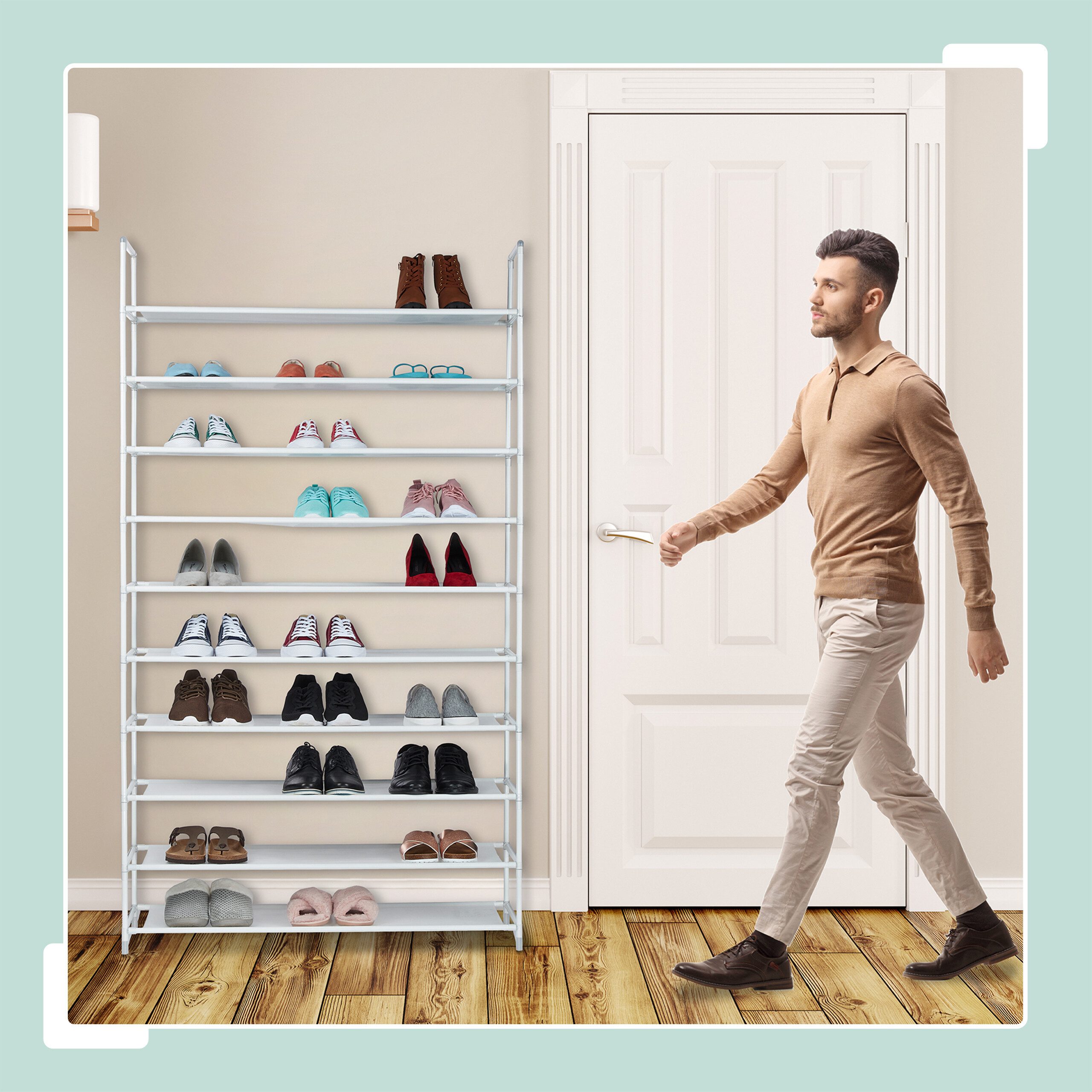 relaxdays Schuhregal Stoff für 50 Paar Schuhe, weiß günstig online kaufen