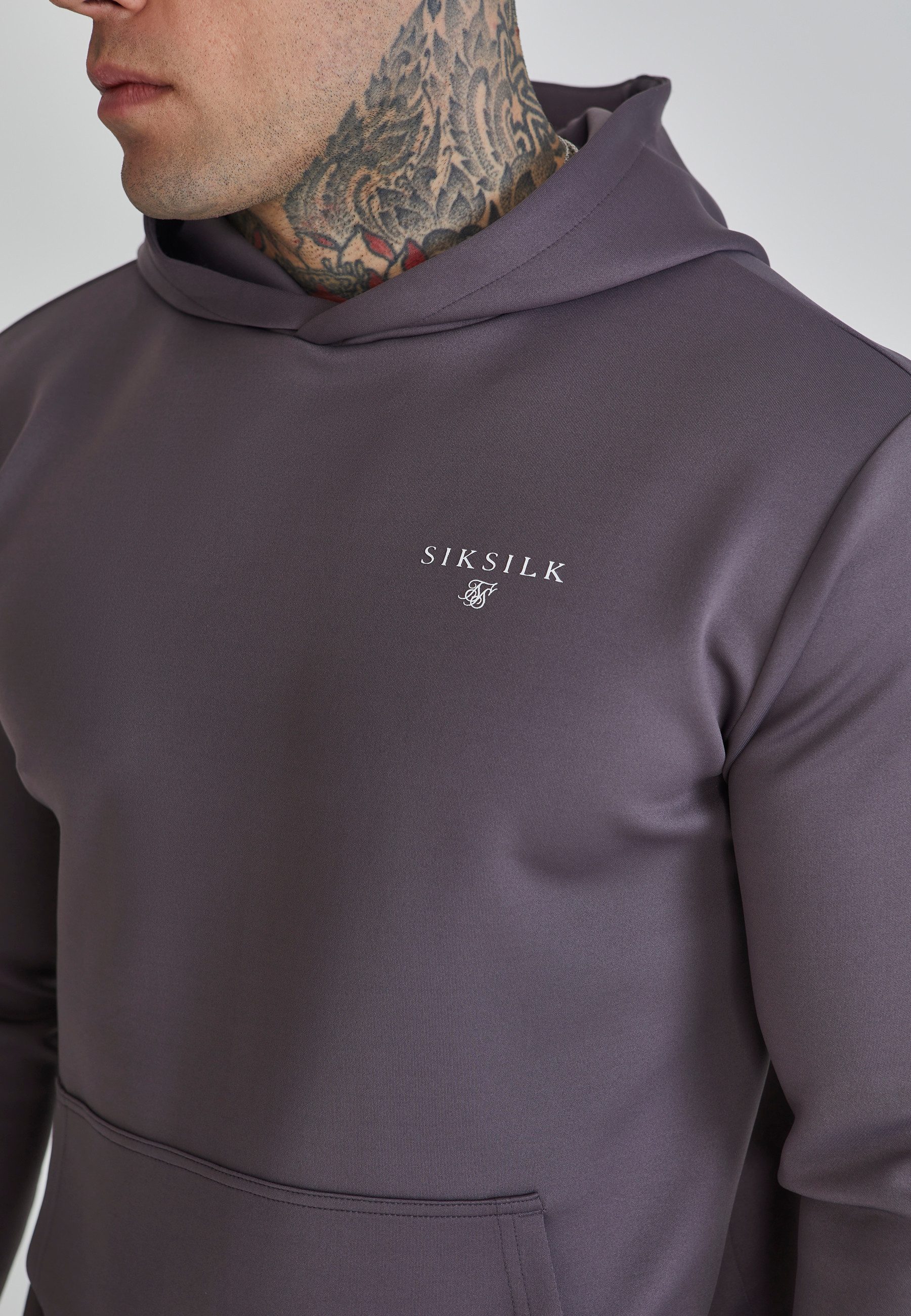 Siksilk Sweatjacke SikSilk Herren Grauer Essentials Poly Kapuzenpullover