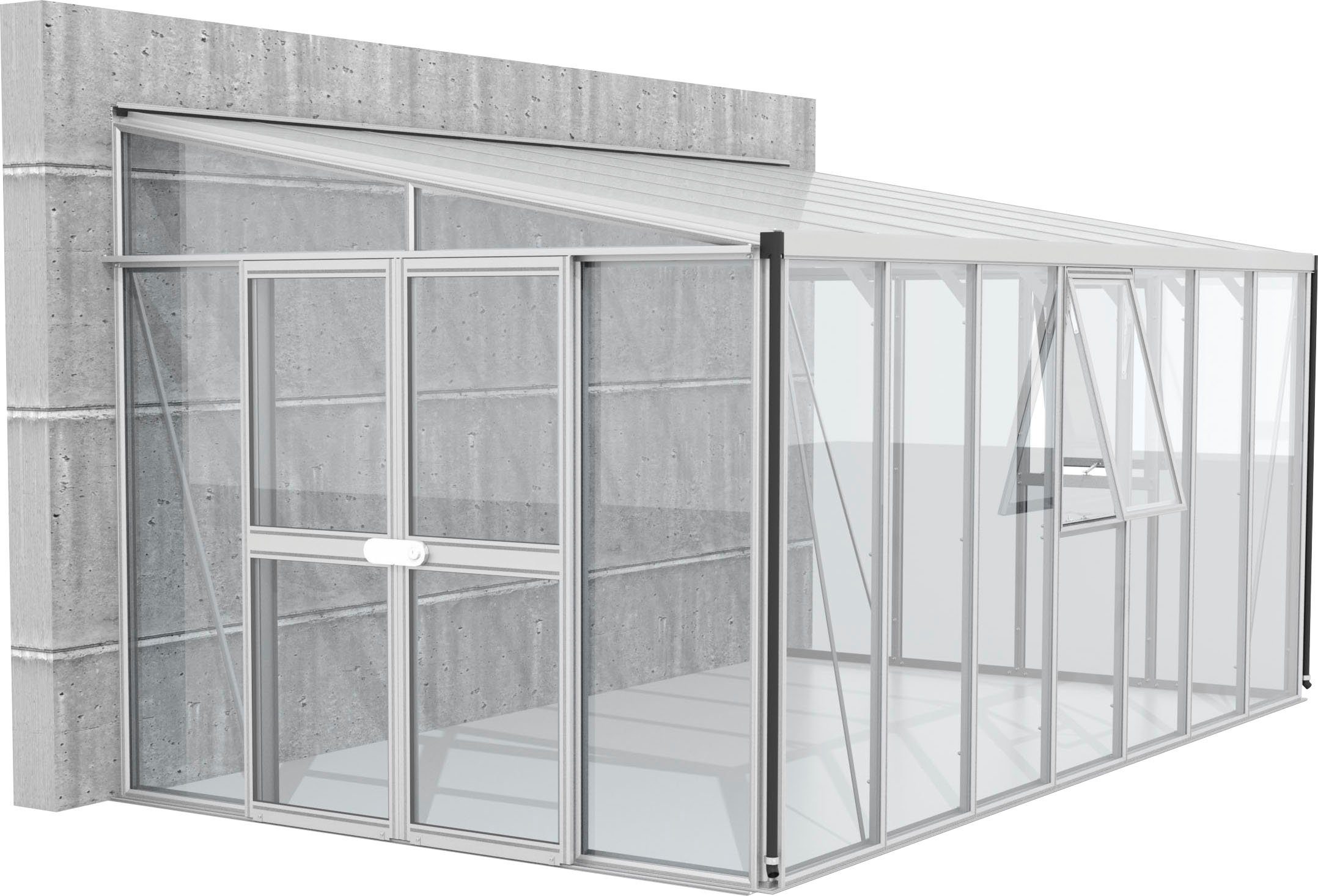 Vitavia Anlehngewächshaus H_elena 11900, BxTxH: 460 x 266 x 239 cm, 3 mm Wandstärke, Alu-Profile, 3 mm Sicherheitsglas, Dach 10 mm Hohlkammerplatten