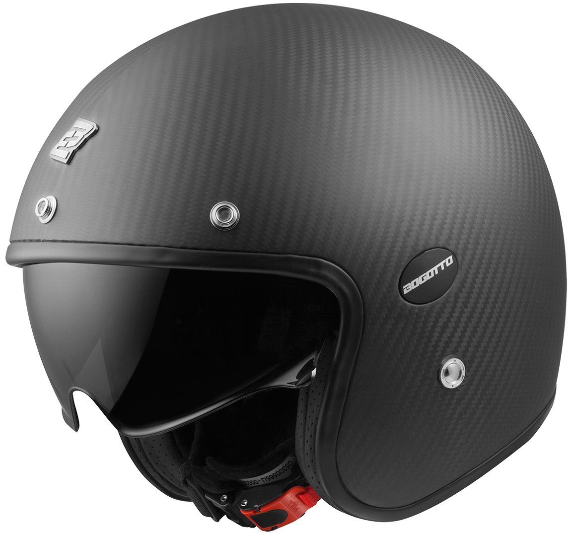 Bogotto Motorradhelm V587 Carbon Jethelm, integriertes Sonnenvisier