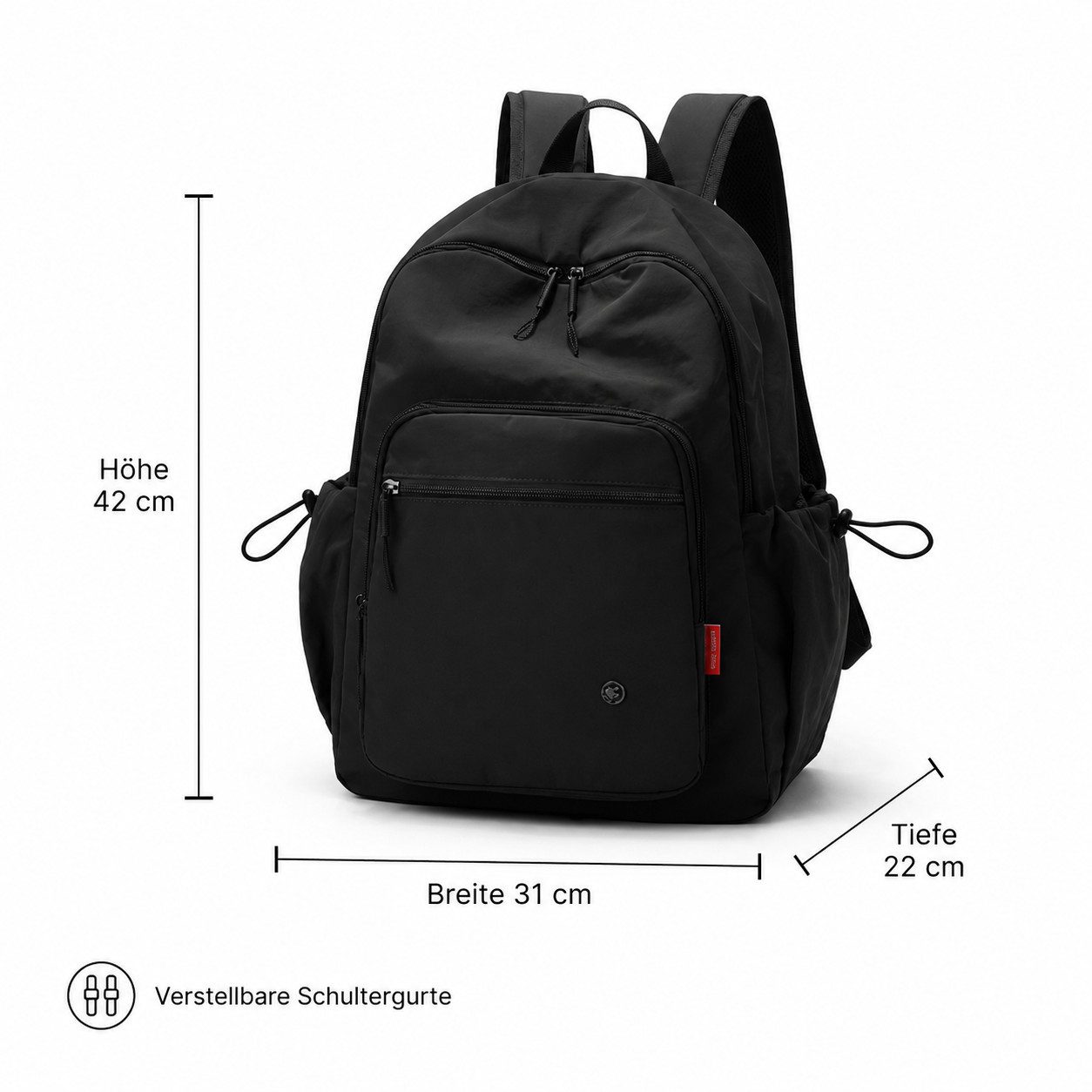 ibettertec Rucksack Rucksack Freizeitrucksack mit Reißverschlussfach (verstellbaren Schultergurten und mehreren Fächern, 42 x 31 x 22 cm), Tagesrucksack für Schule, Arbeit und Reisen