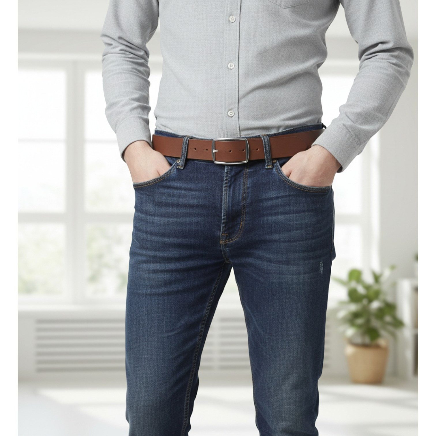 FRONHOFER Hüftgürtel 18852 (1-St) 4 cm breiter Gürtel aus Büffelleder, Jeansstil, Edelstahl-Schnalle