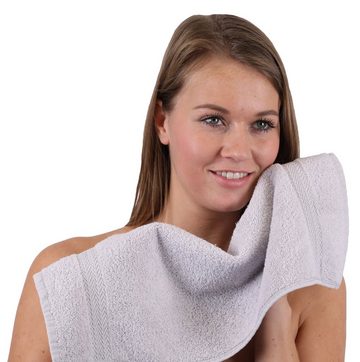 Betz Handtuch Set 10-TLG. Handtuch-Set Premium 100% Baumwolle 2 Duschtücher 4 Handtücher 2 Gästetücher 2 Waschhandschuhe Farbe Silber Grau & Schwarz, 100% Baumwolle, (10-tlg)