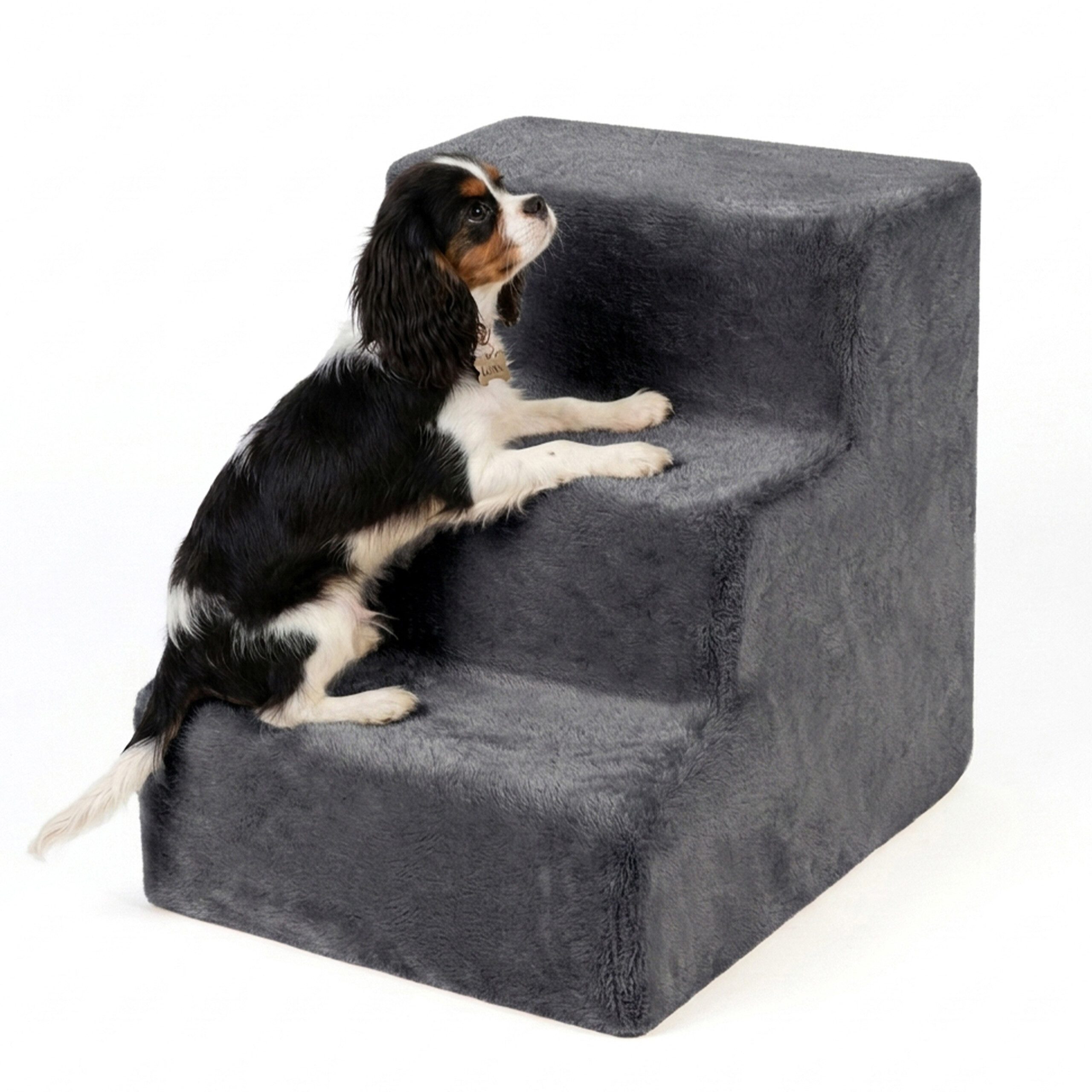 relaxdays Haustiertreppe Hundetreppe mit 3 Stufen (1-St), grau