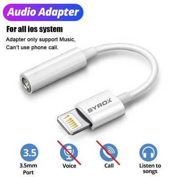 Syrox iPhone to 3.5 mm Headphone Audio-Adapter 8Pin zu 3,5-mm-Klinke Audio-Adapter, 9 cm