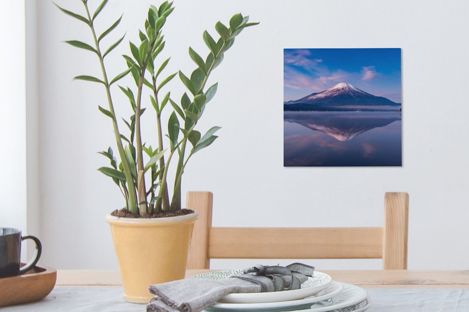 OneMillionCanvasses® Leinwandbild St), Leinwand Japan des Schlafzimmer (1 Spiegelung Wohnzimmer Wasser, Fuji-Vulkans in für Bilder im